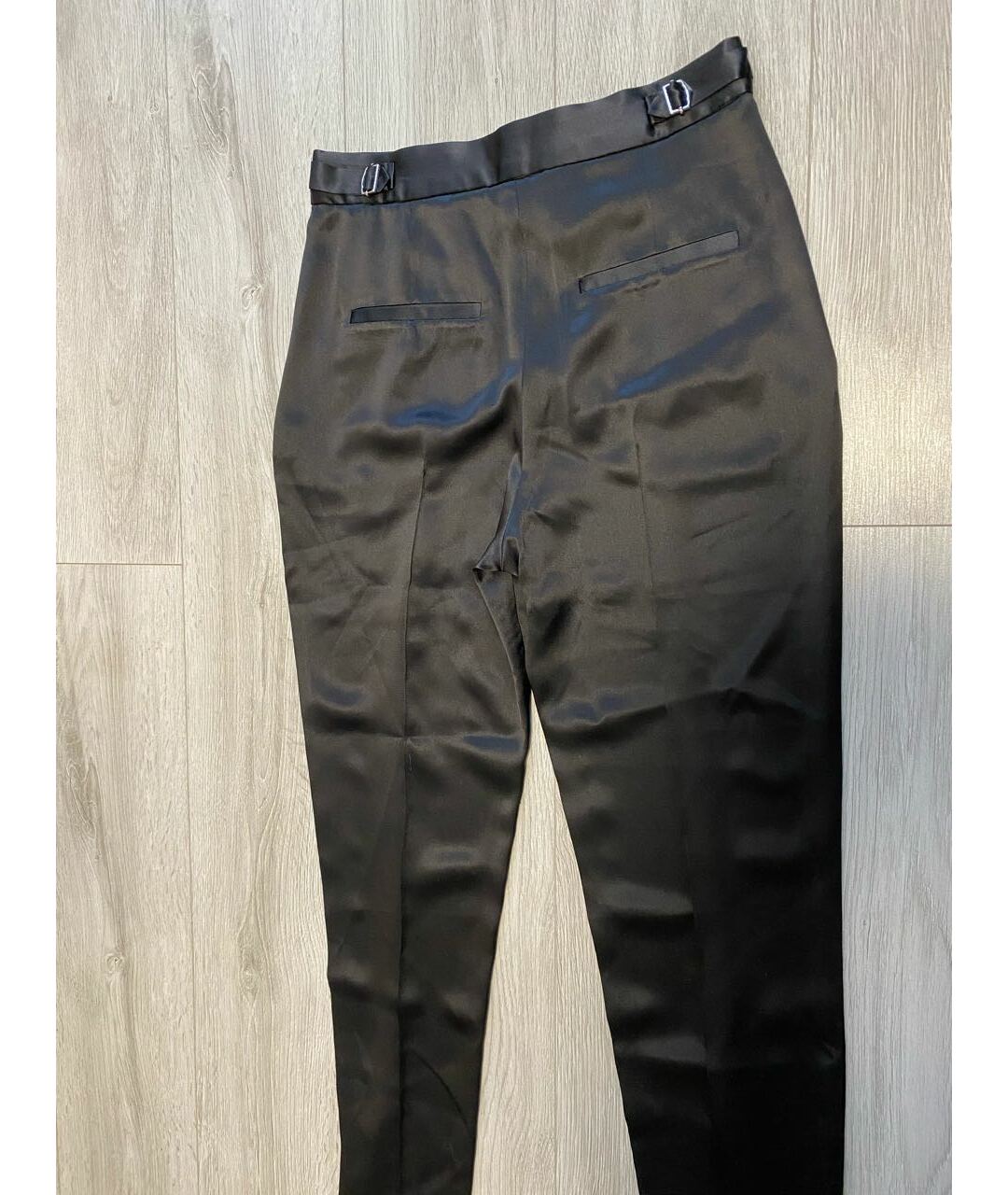 NILI LOTAN Черные шелковые прямые брюки, фото 8