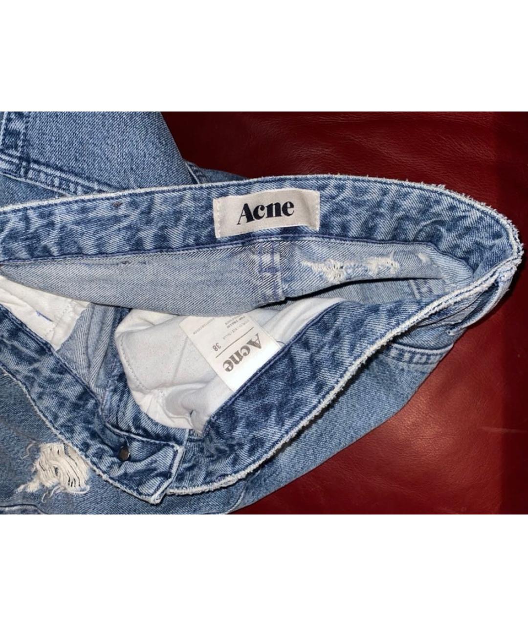 ACNE STUDIOS Голубые хлопковые прямые джинсы, фото 3