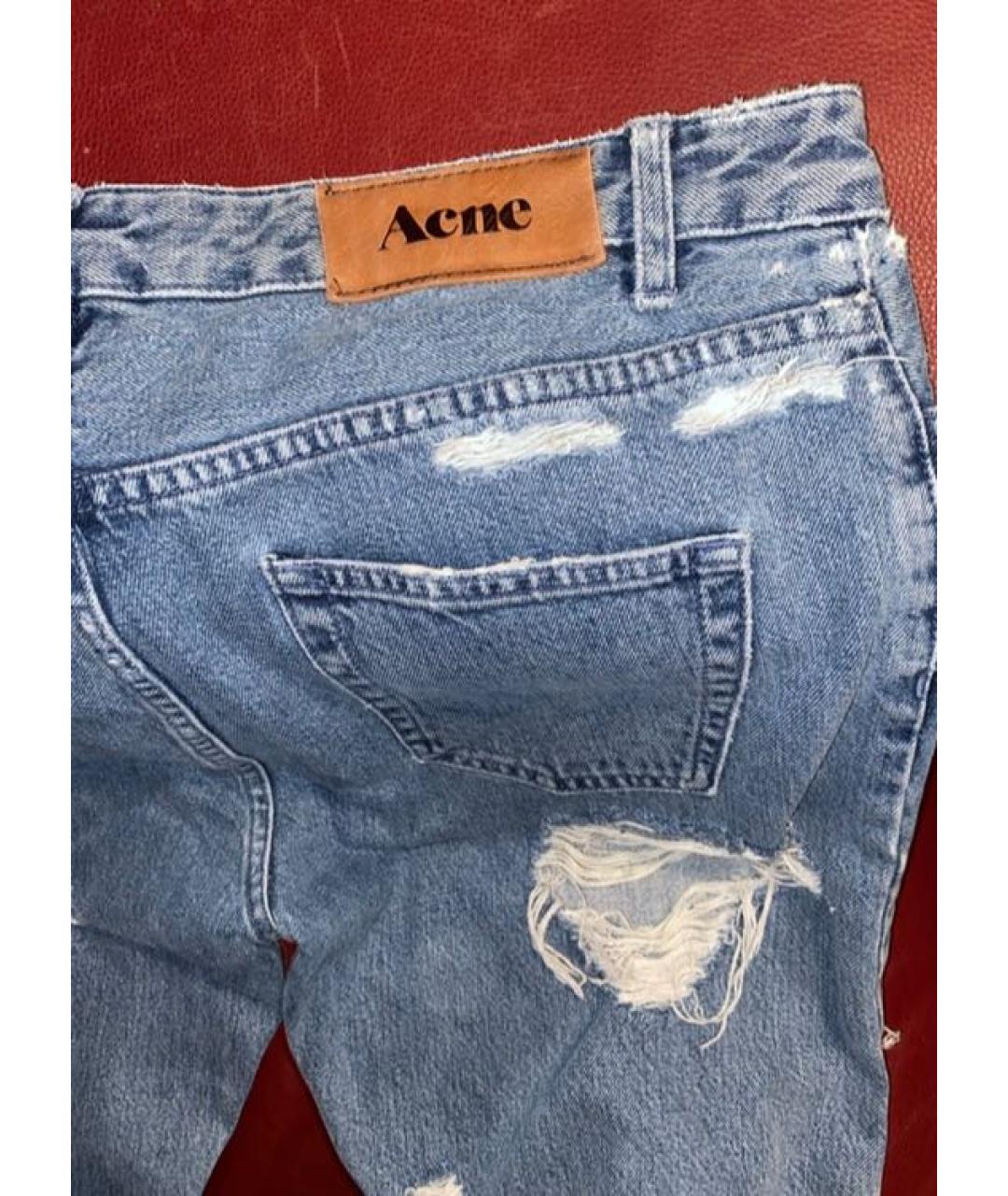 ACNE STUDIOS Голубые хлопковые прямые джинсы, фото 4