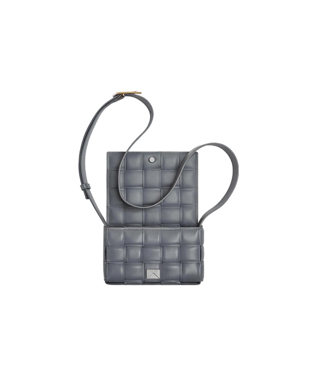 BOTTEGA VENETA Серая кожаная сумка через плечо, фото 4