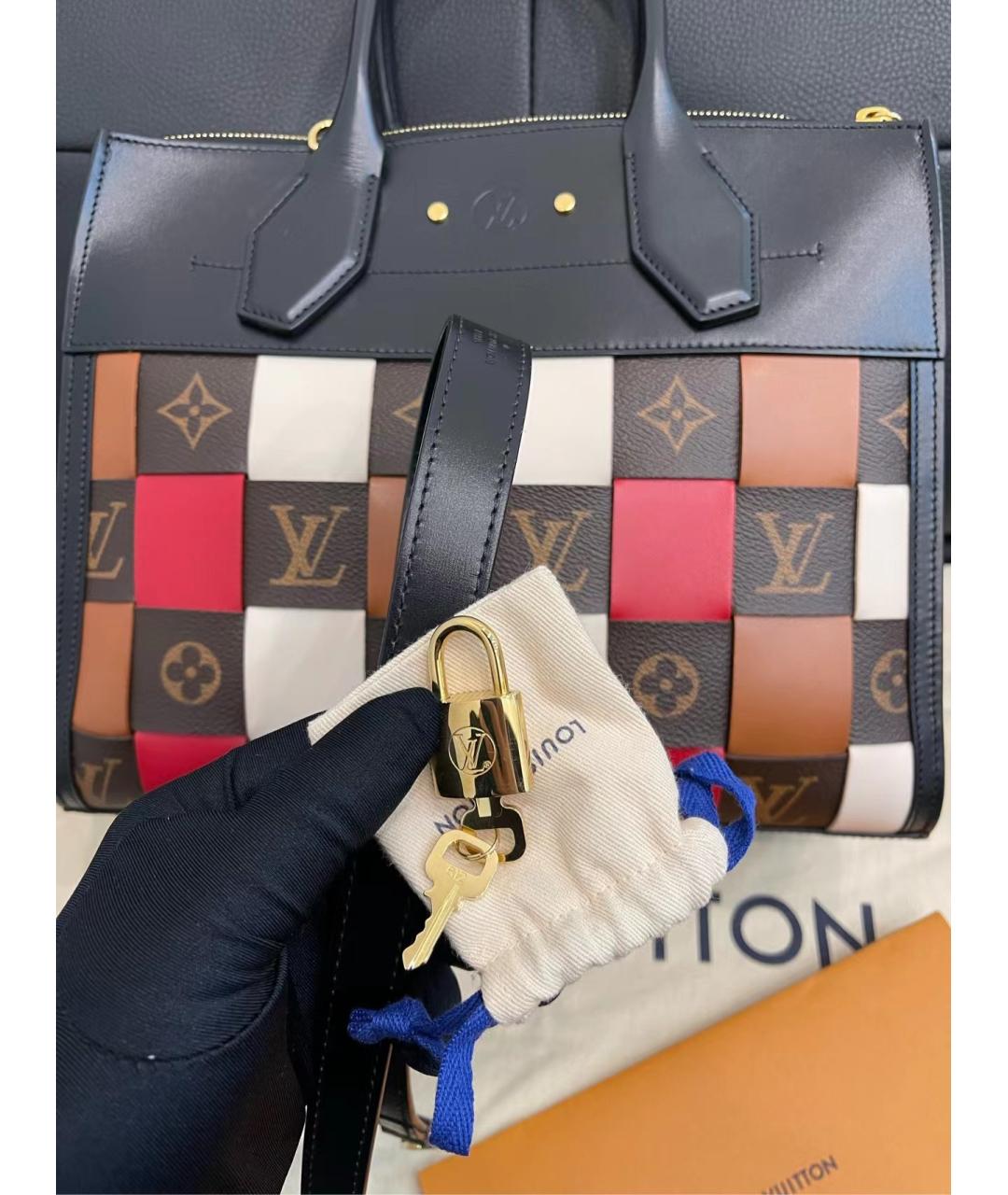 LOUIS VUITTON Черная кожаная сумка тоут, фото 7