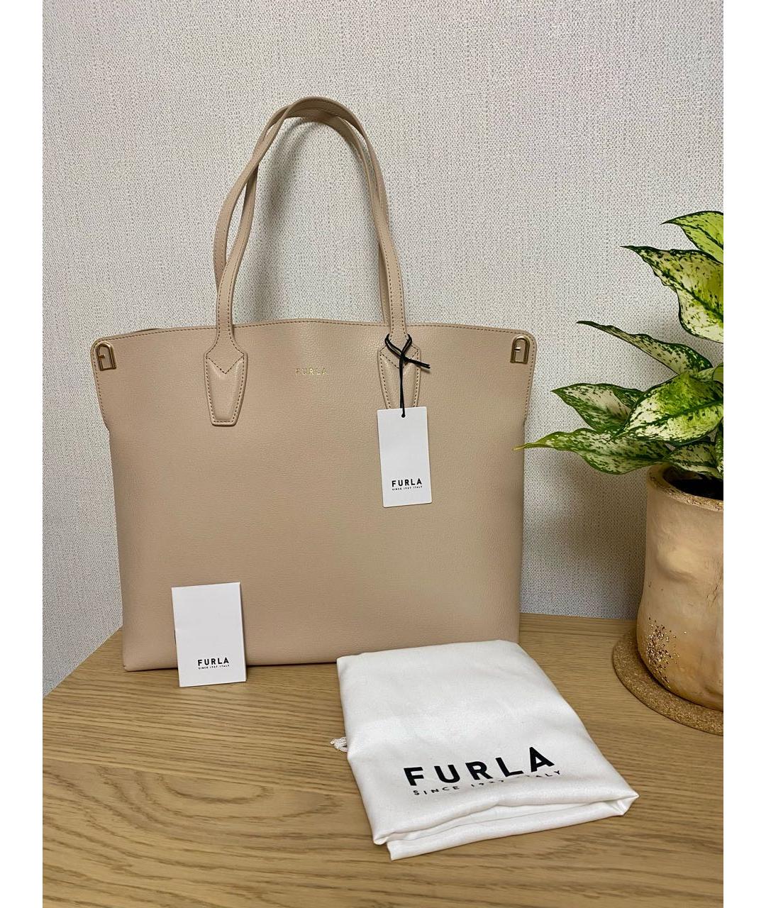 FURLA Бежевая кожаная сумка тоут, фото 3