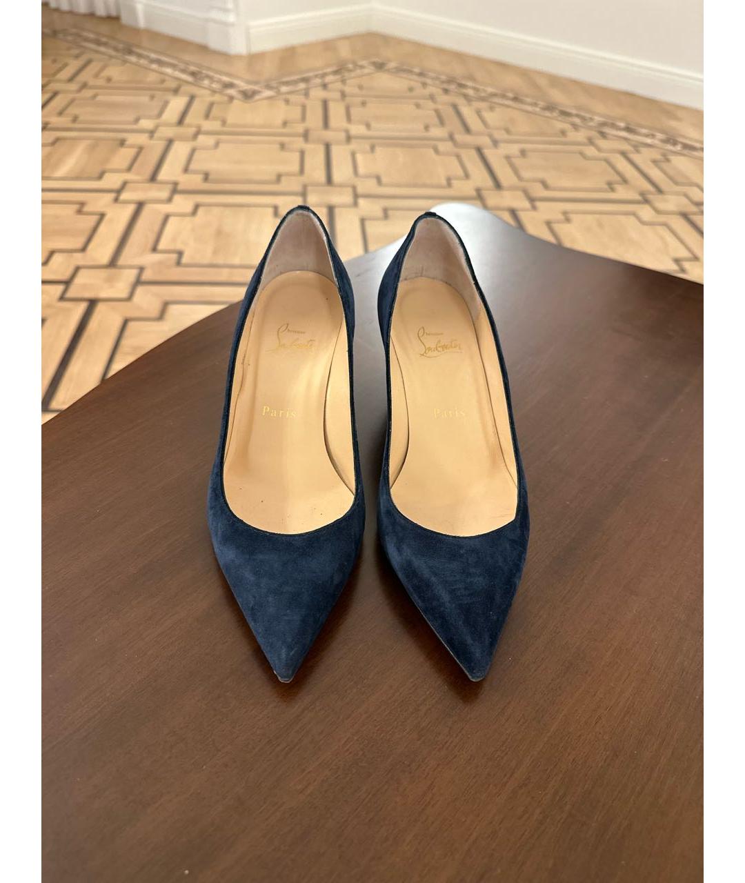 CHRISTIAN LOUBOUTIN Синие кожаные туфли, фото 2