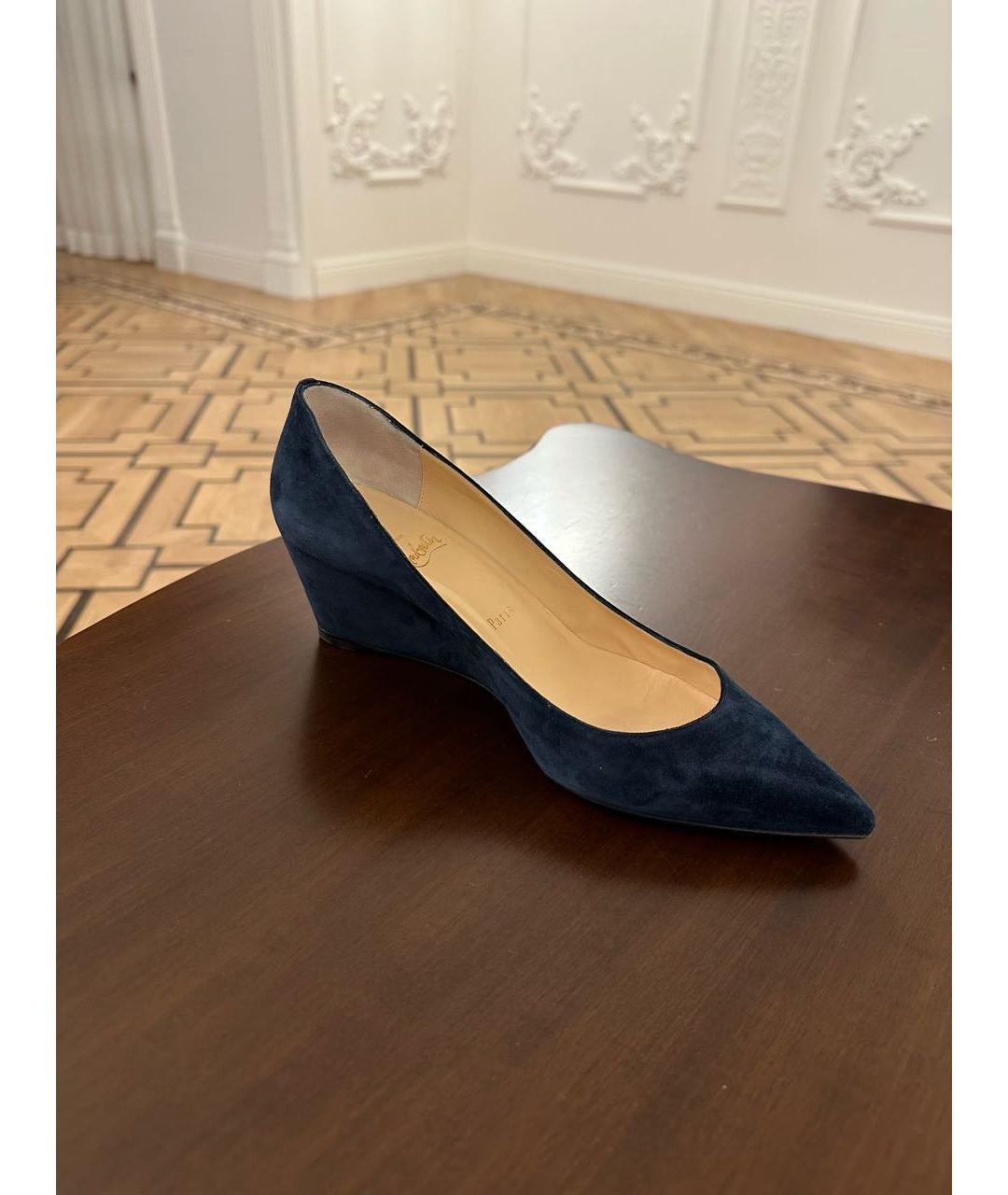 CHRISTIAN LOUBOUTIN Синие кожаные туфли, фото 9