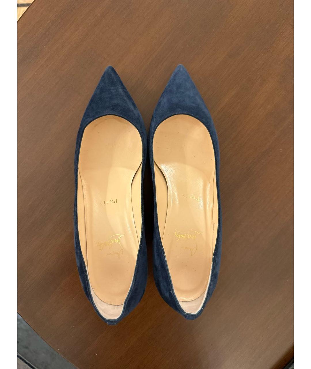 CHRISTIAN LOUBOUTIN Синие кожаные туфли, фото 3