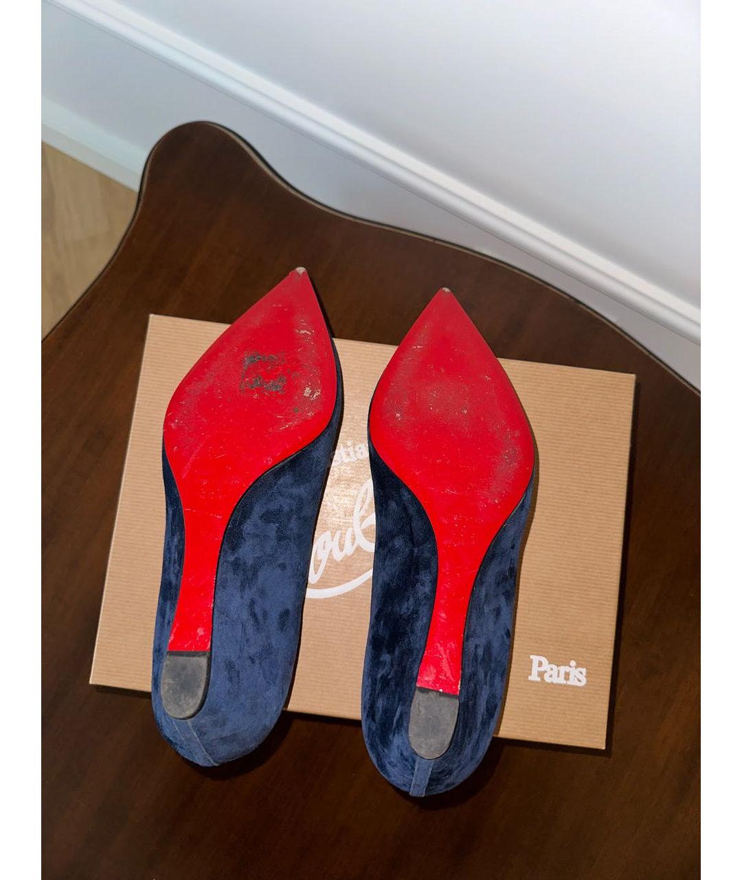 CHRISTIAN LOUBOUTIN Синие кожаные туфли, фото 5