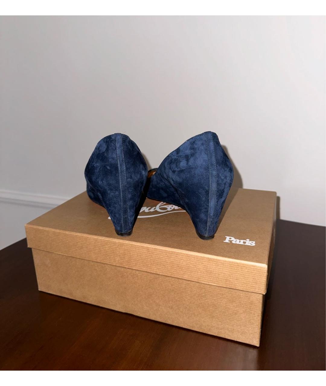 CHRISTIAN LOUBOUTIN Синие кожаные туфли, фото 4