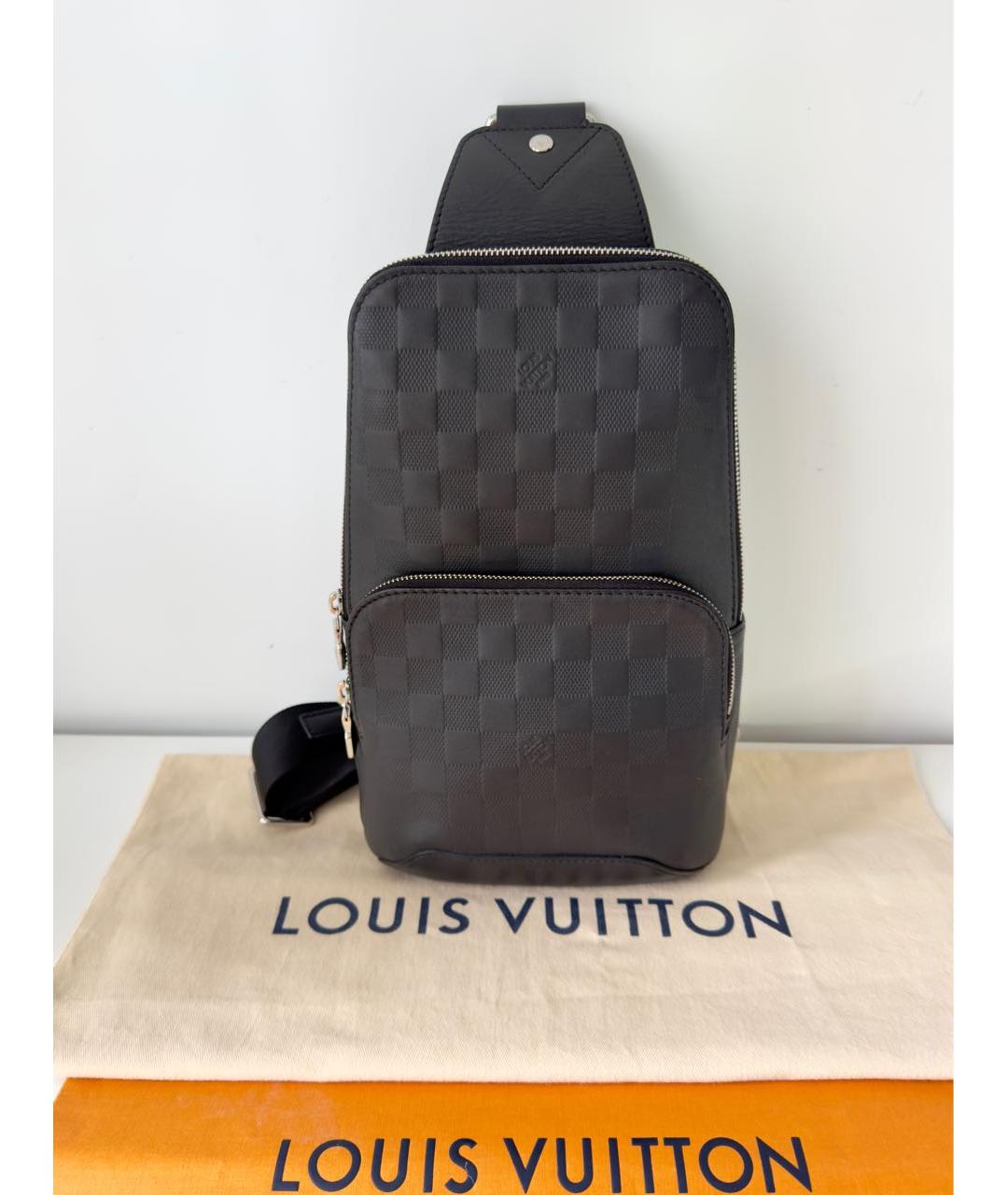 LOUIS VUITTON Черная кожаная сумка на плечо, фото 2