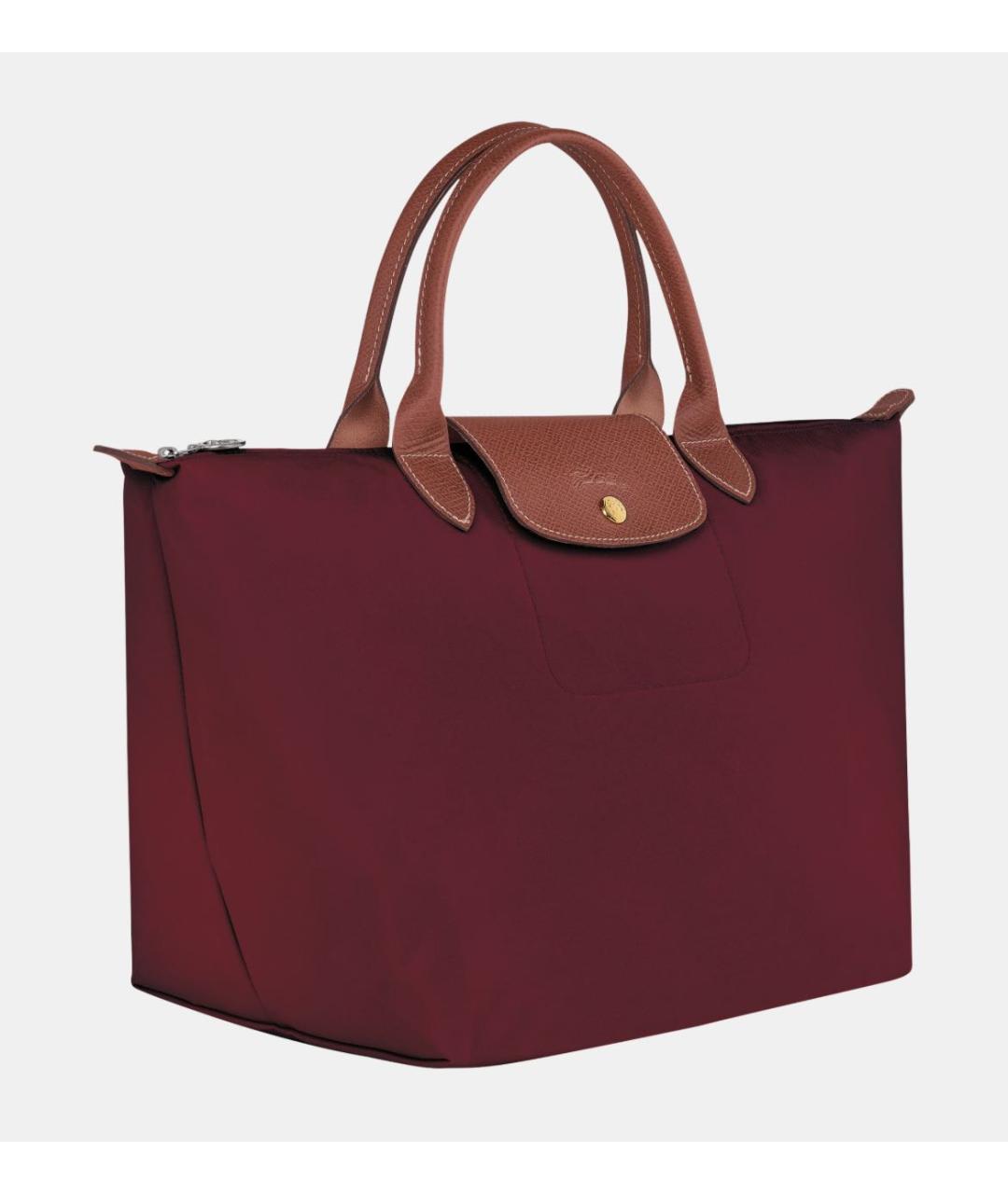 LONGCHAMP Бордовая кожаная сумка с короткими ручками, фото 2