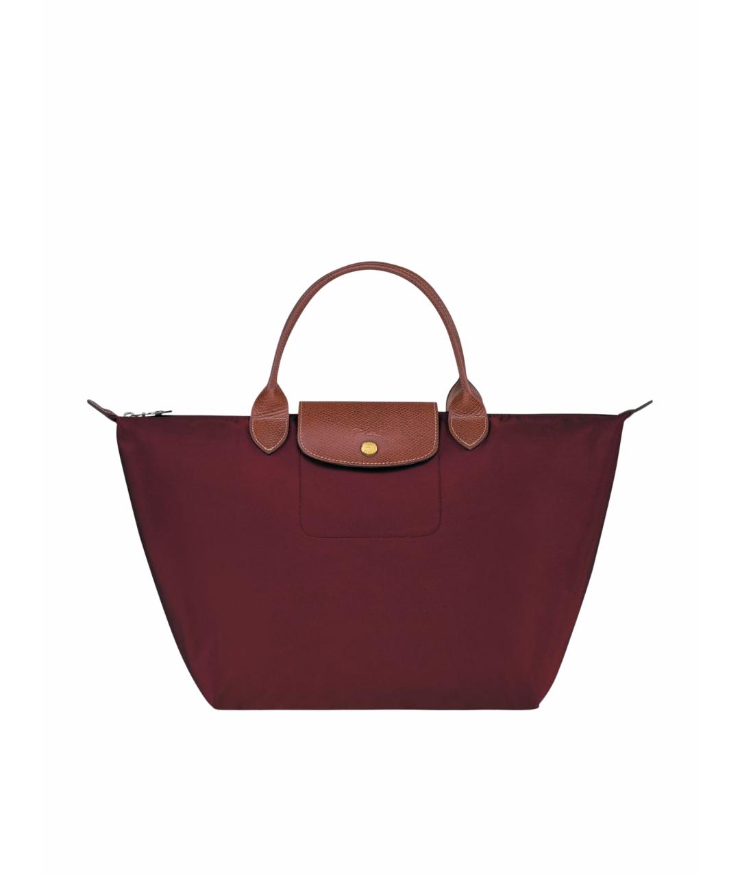 LONGCHAMP Бордовая кожаная сумка с короткими ручками, фото 1