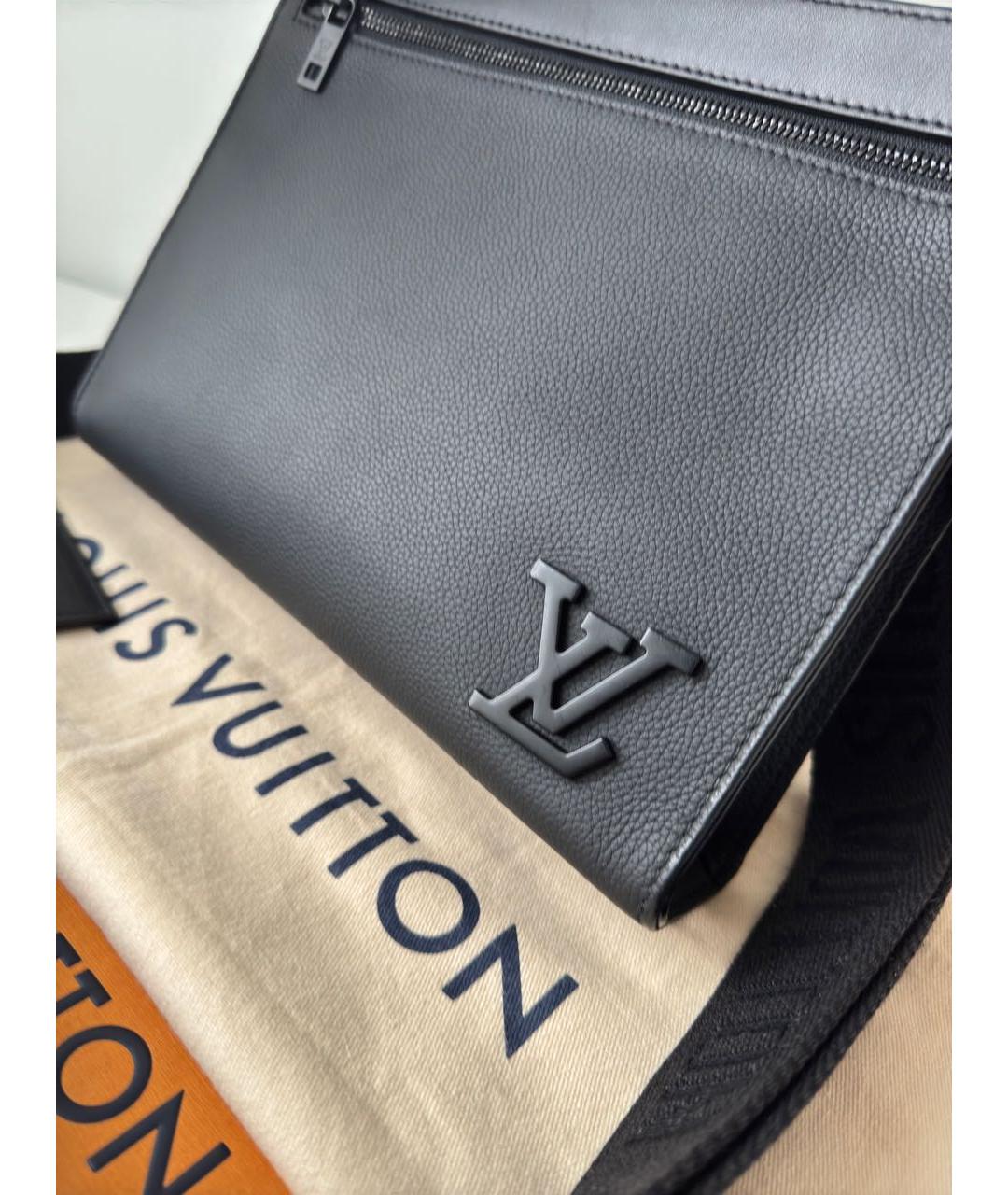 LOUIS VUITTON Черная кожаная сумка на плечо, фото 6