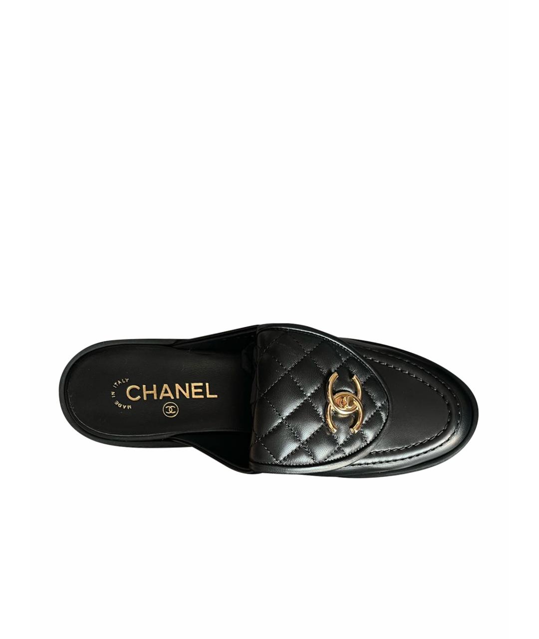 CHANEL Черные кожаные мюли, фото 1