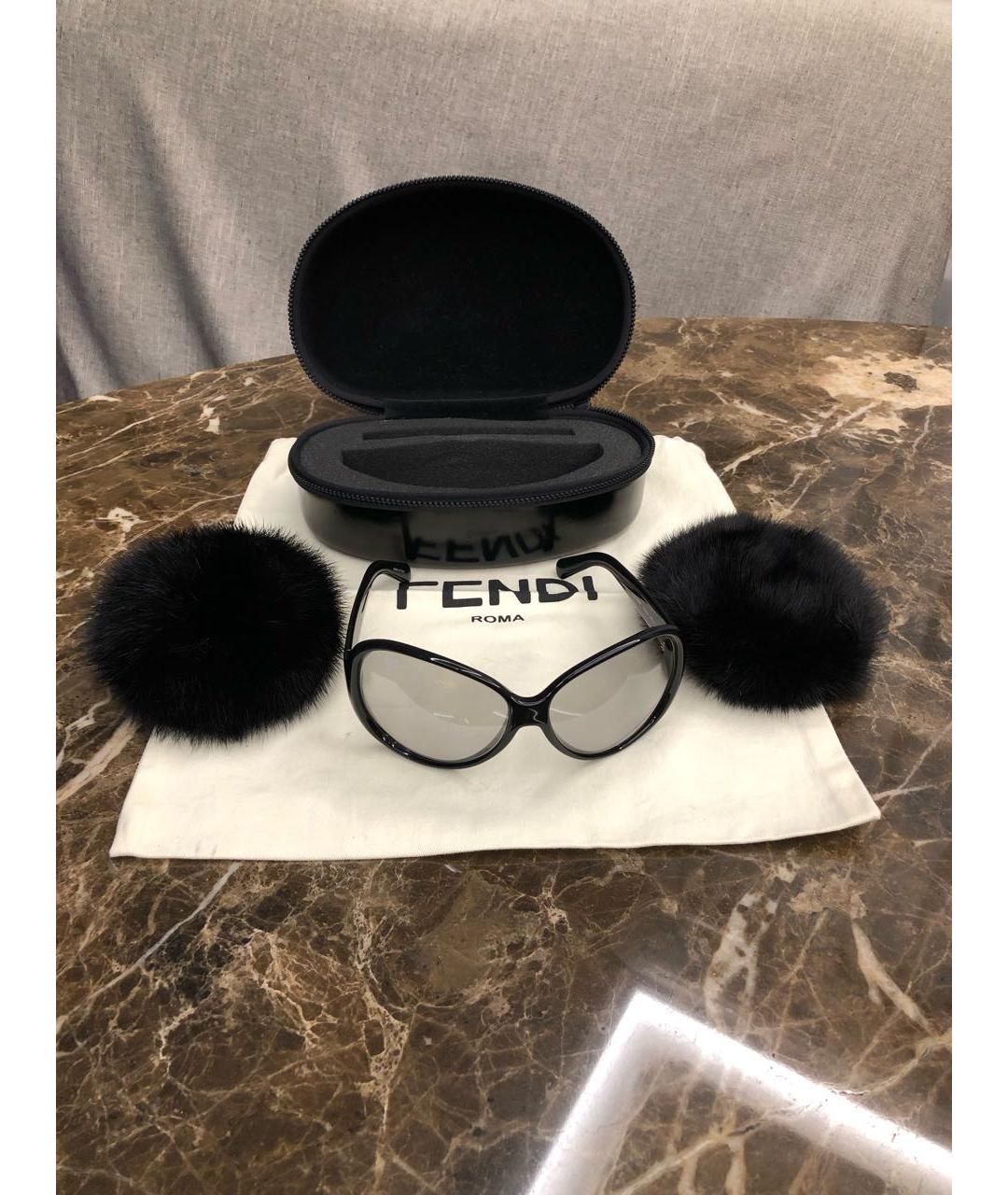 FENDI Черные пластиковые солнцезащитные очки, фото 9