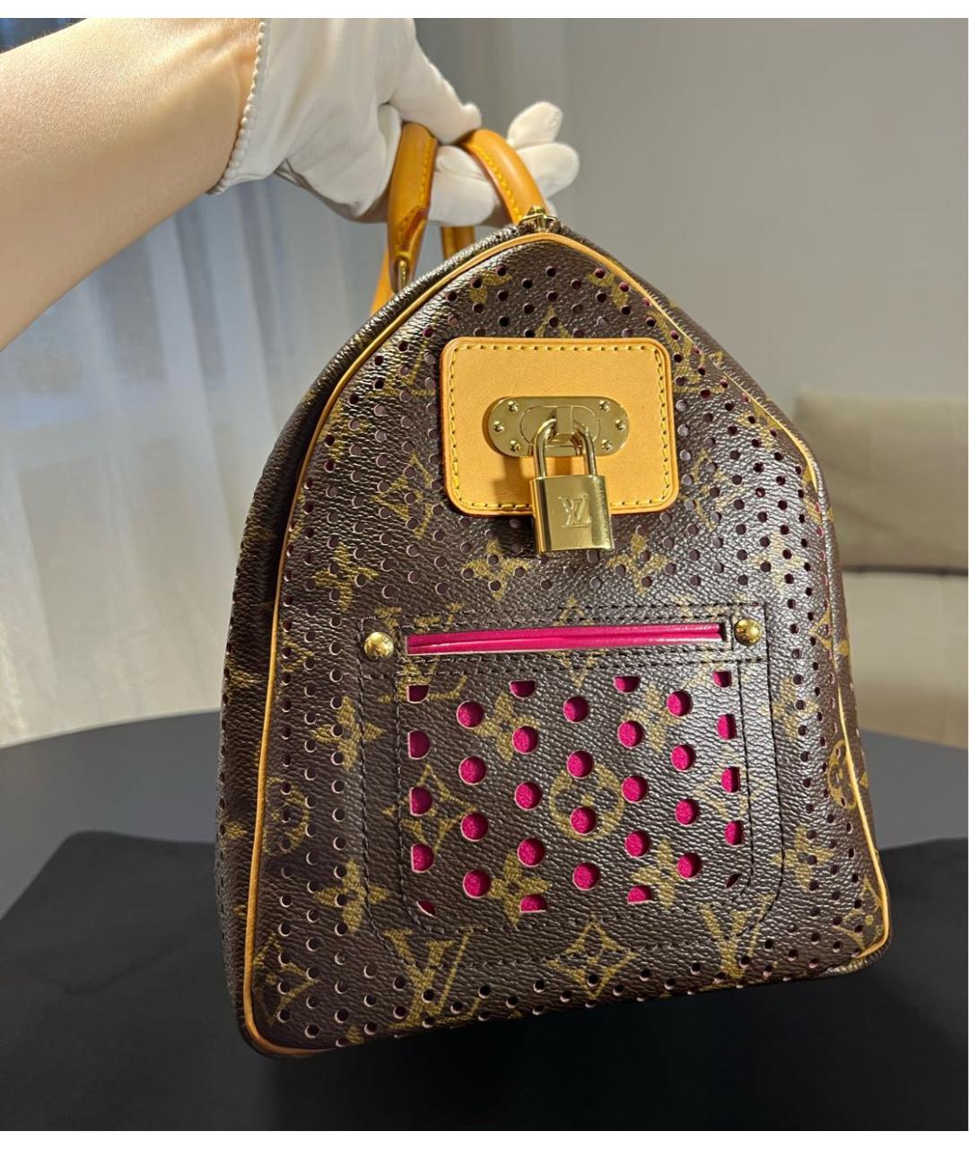 LOUIS VUITTON Коричневая кожаная сумка с короткими ручками, фото 7