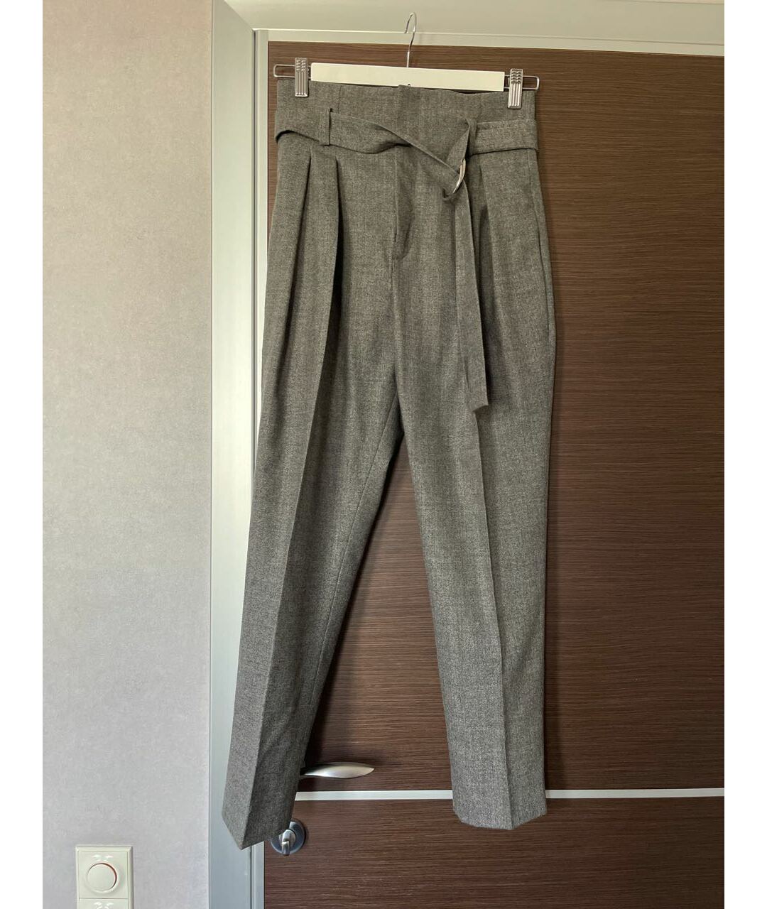 IRO Серые шерстяные прямые брюки, фото 6