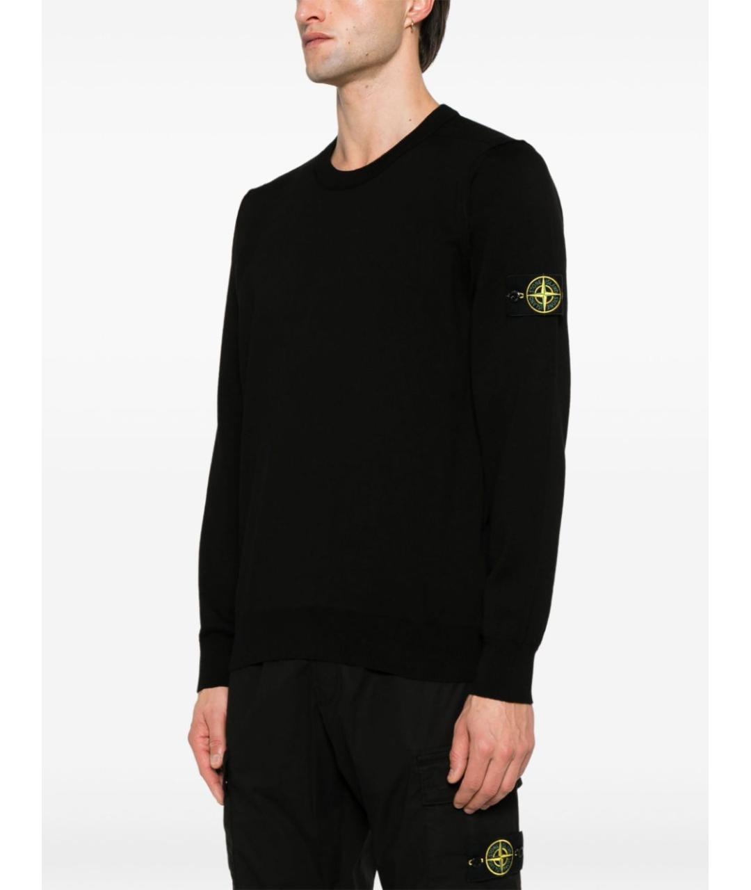 STONE ISLAND Черный хлопковый джемпер / свитер, фото 3