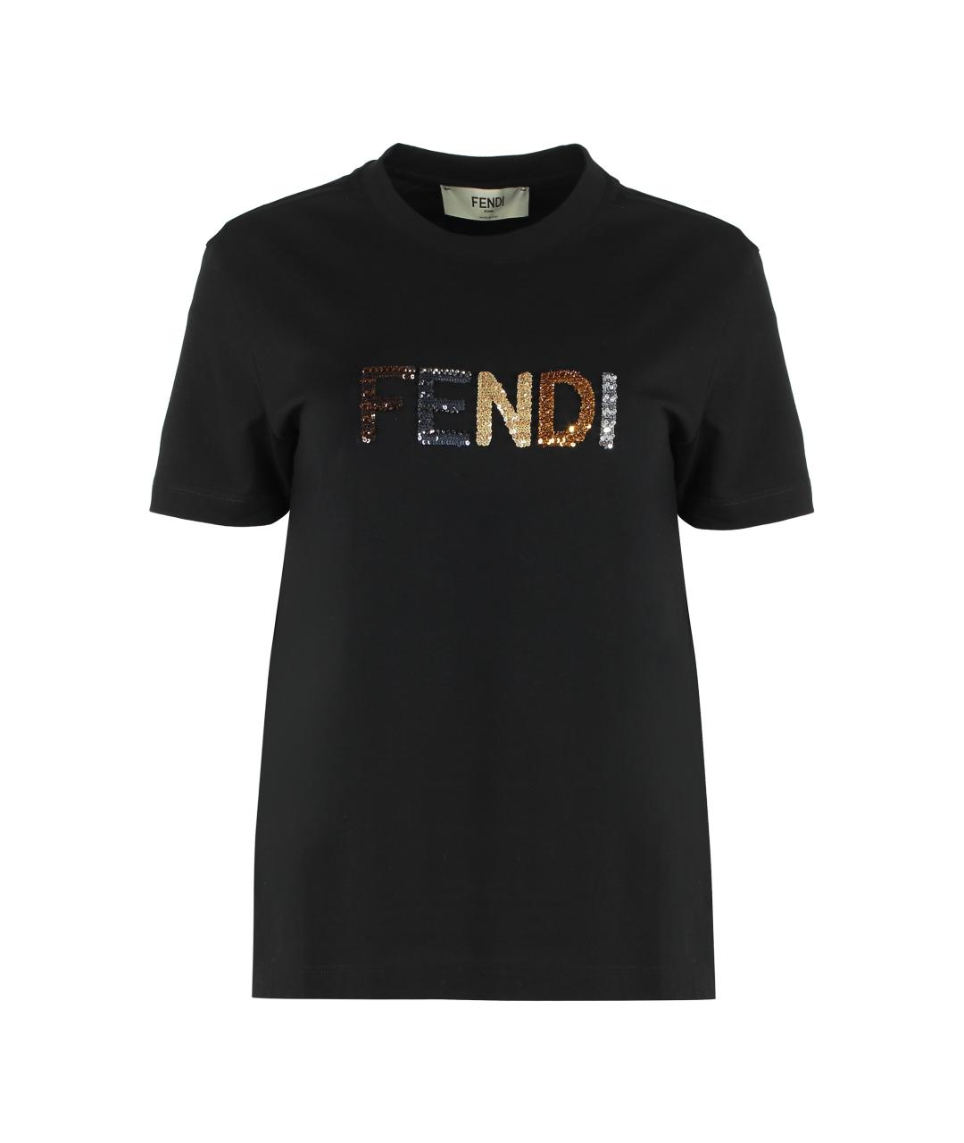 FENDI Черная хлопковая футболка, фото 1