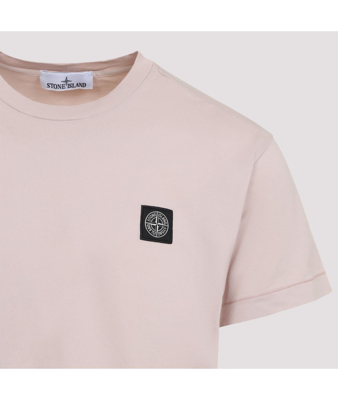 STONE ISLAND Розовая хлопковая футболка, фото 3