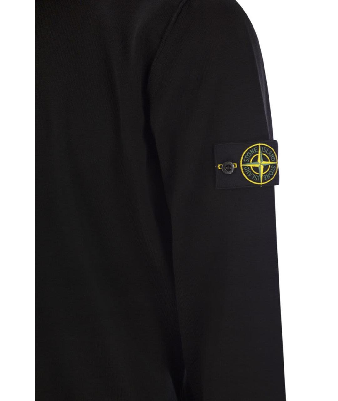 STONE ISLAND Черный хлопковый джемпер / свитер, фото 4