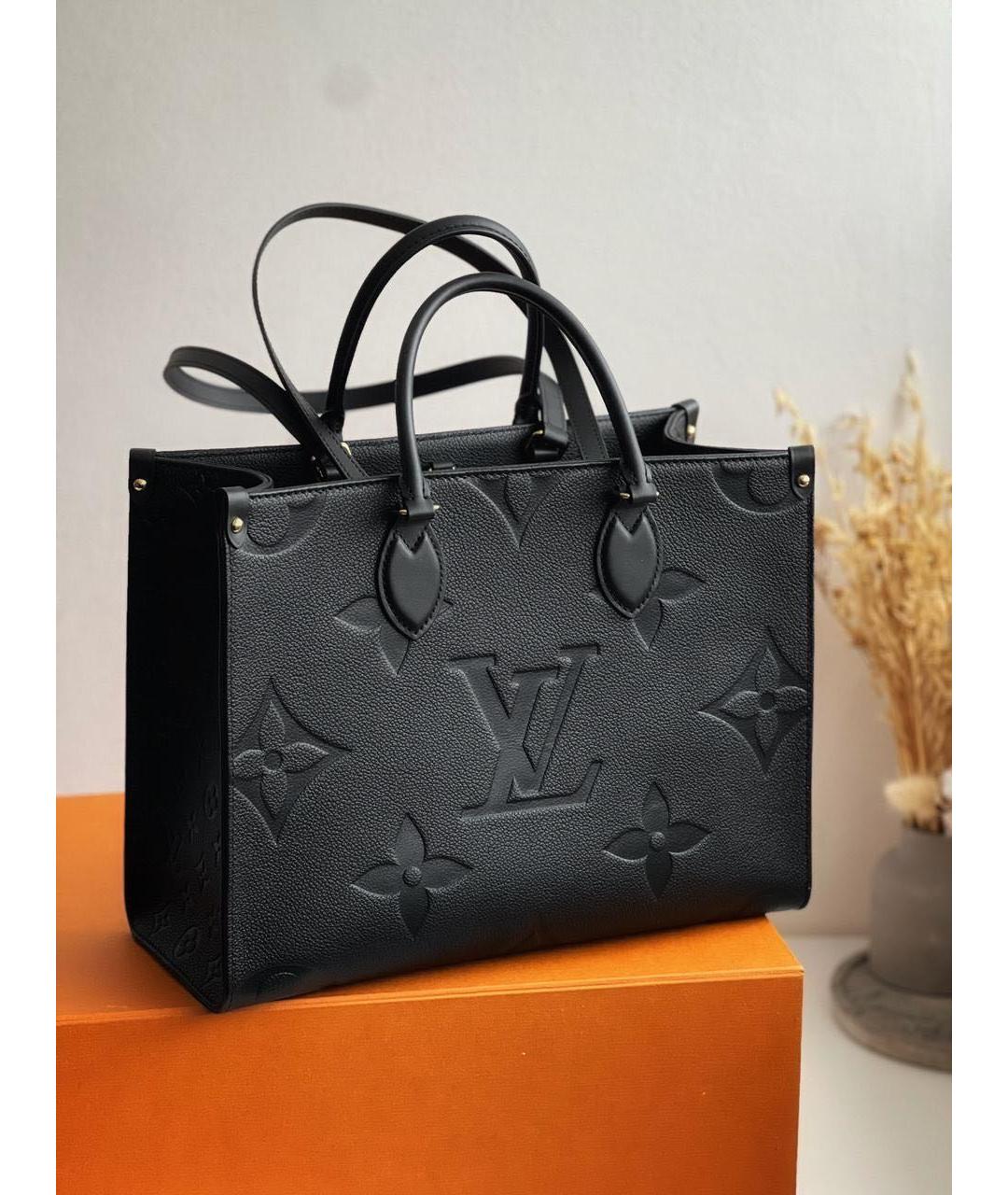 LOUIS VUITTON Черная кожаная сумка тоут, фото 9