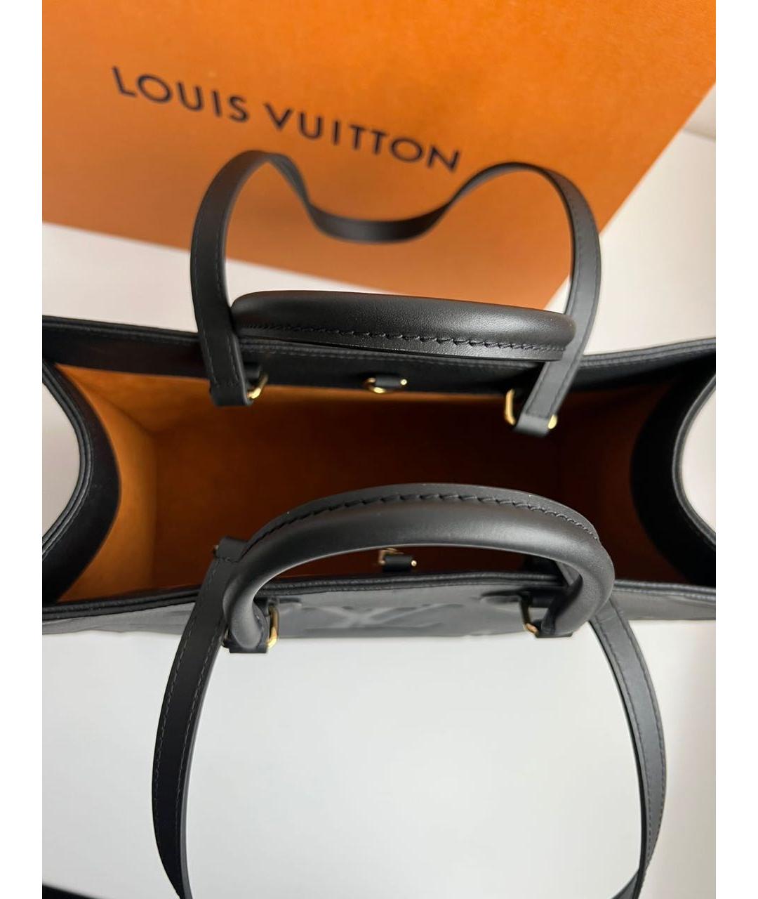 LOUIS VUITTON Черная кожаная сумка тоут, фото 2