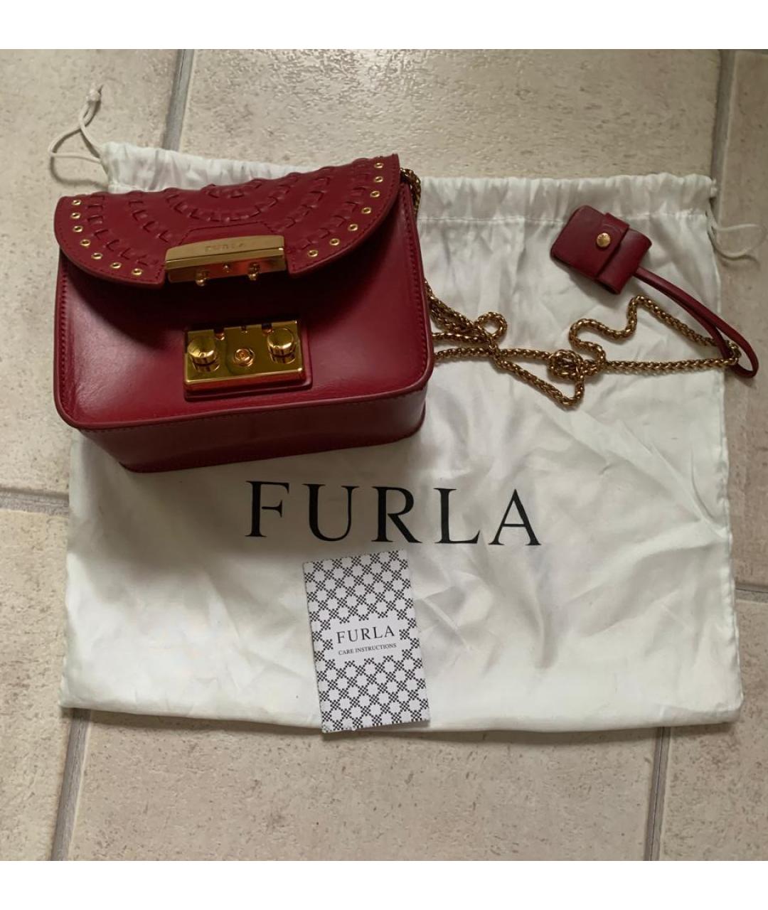 FURLA Красная кожаная сумка через плечо, фото 4