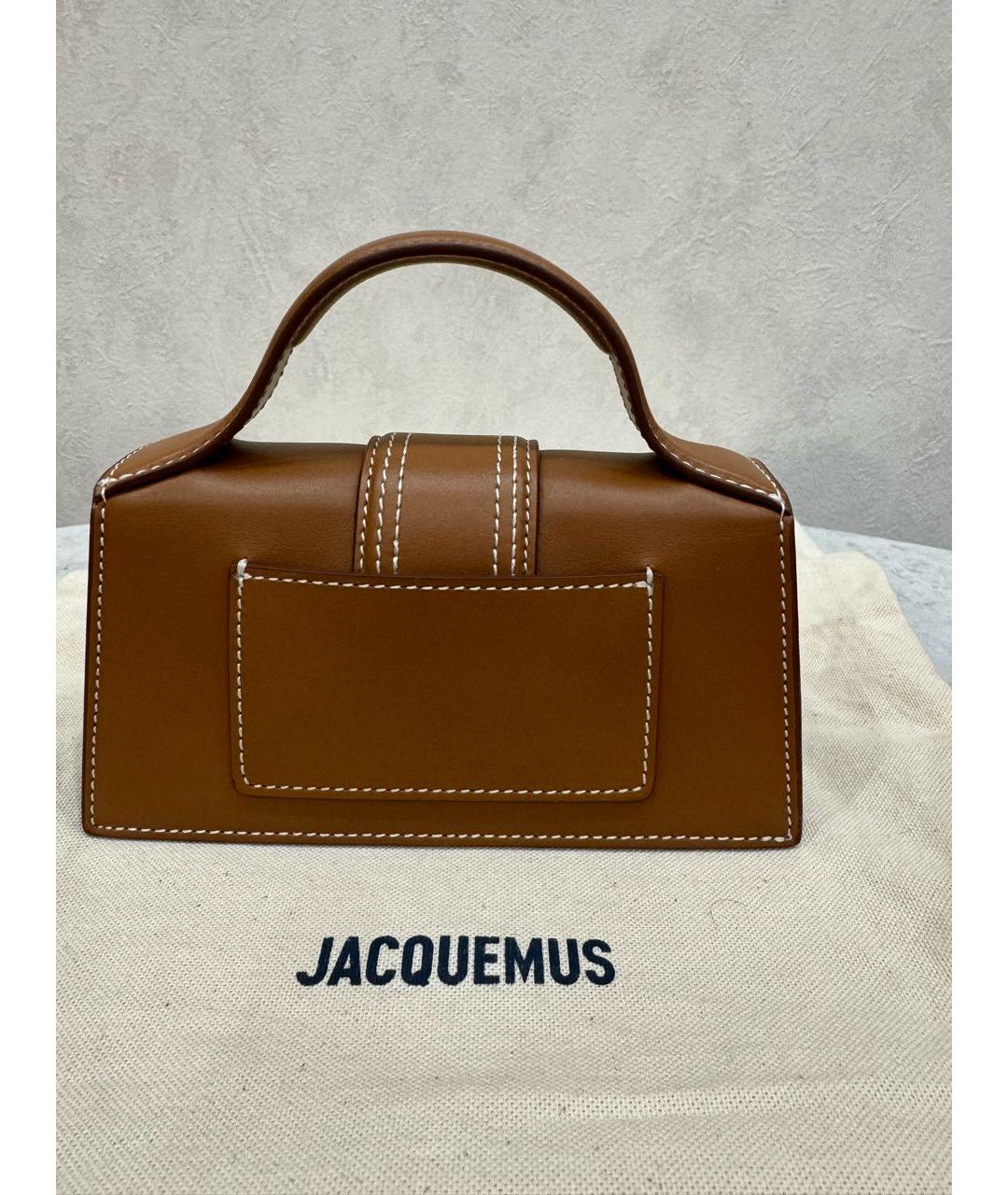 JACQUEMUS Коричневая кожаная сумка с короткими ручками, фото 3