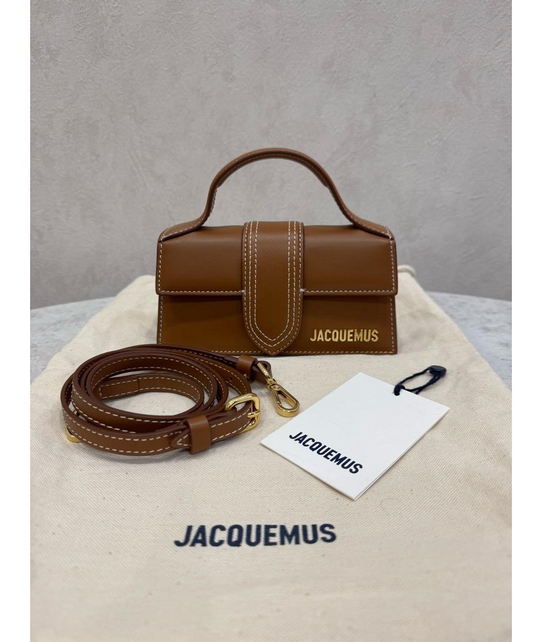 JACQUEMUS Коричневая кожаная сумка с короткими ручками, фото 5