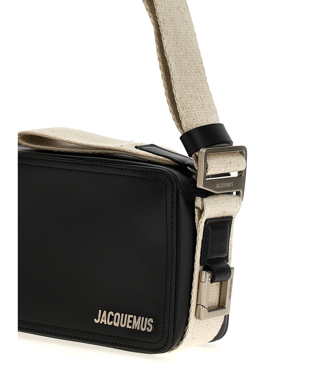 JACQUEMUS Черная кожаная сумка через плечо, фото 3
