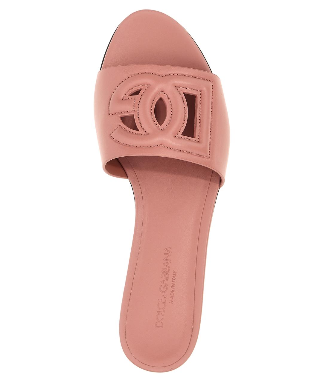 DOLCE&GABBANA Розовые кожаные шлепанцы, фото 4