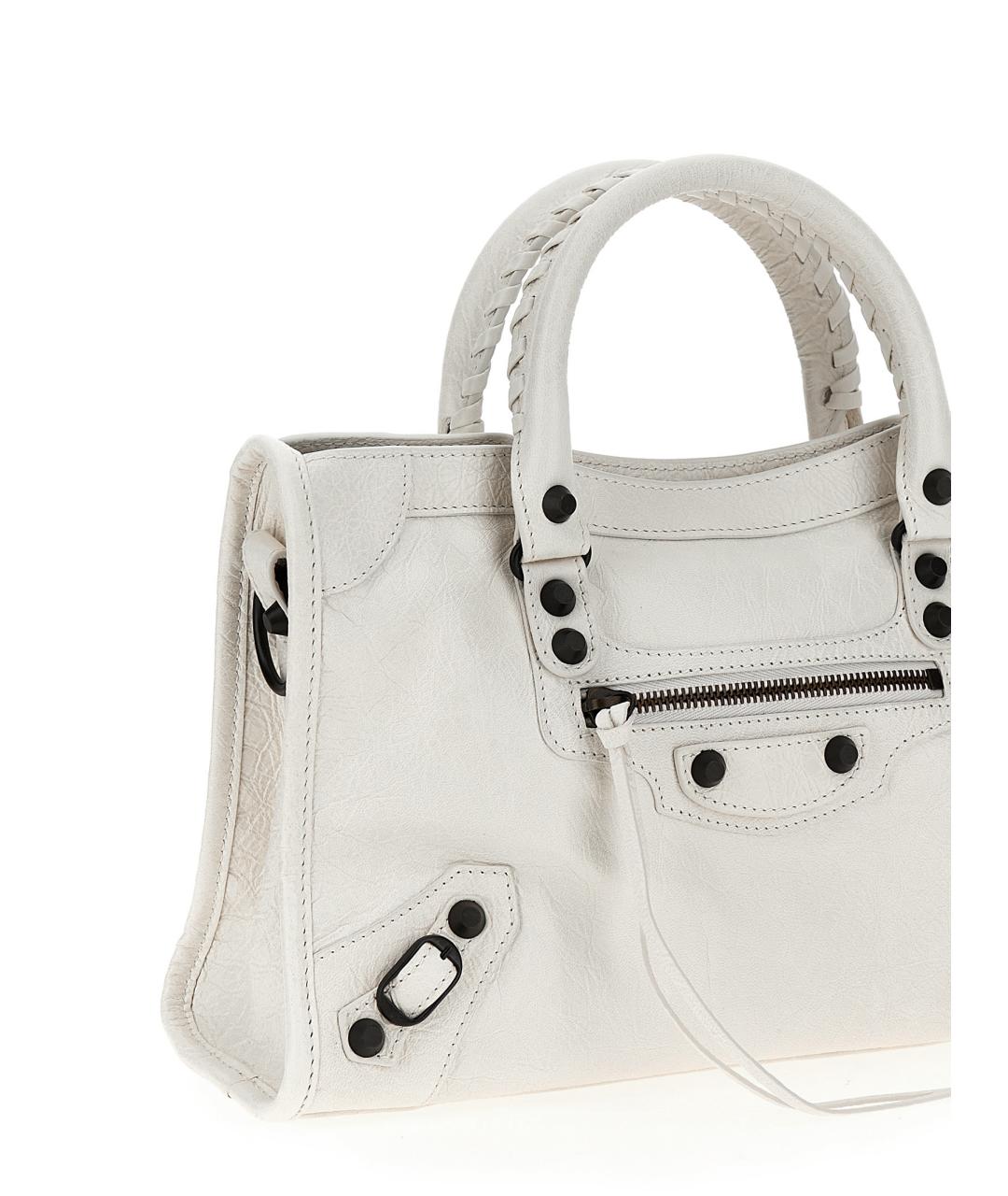 BALENCIAGA Белая кожаная сумка тоут, фото 3