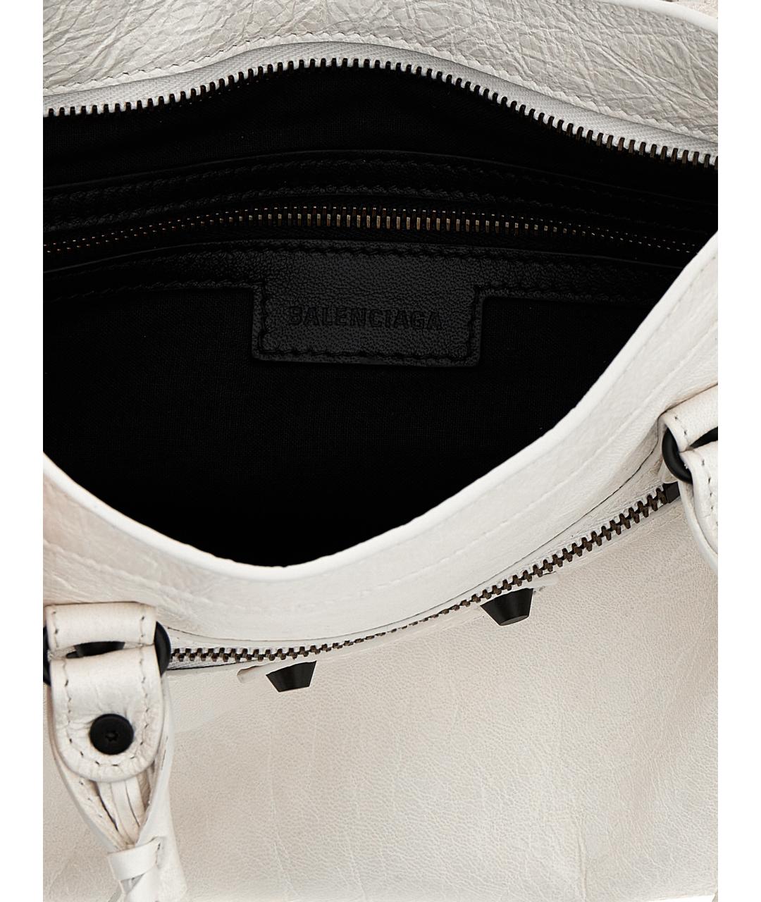 BALENCIAGA Белая кожаная сумка тоут, фото 4
