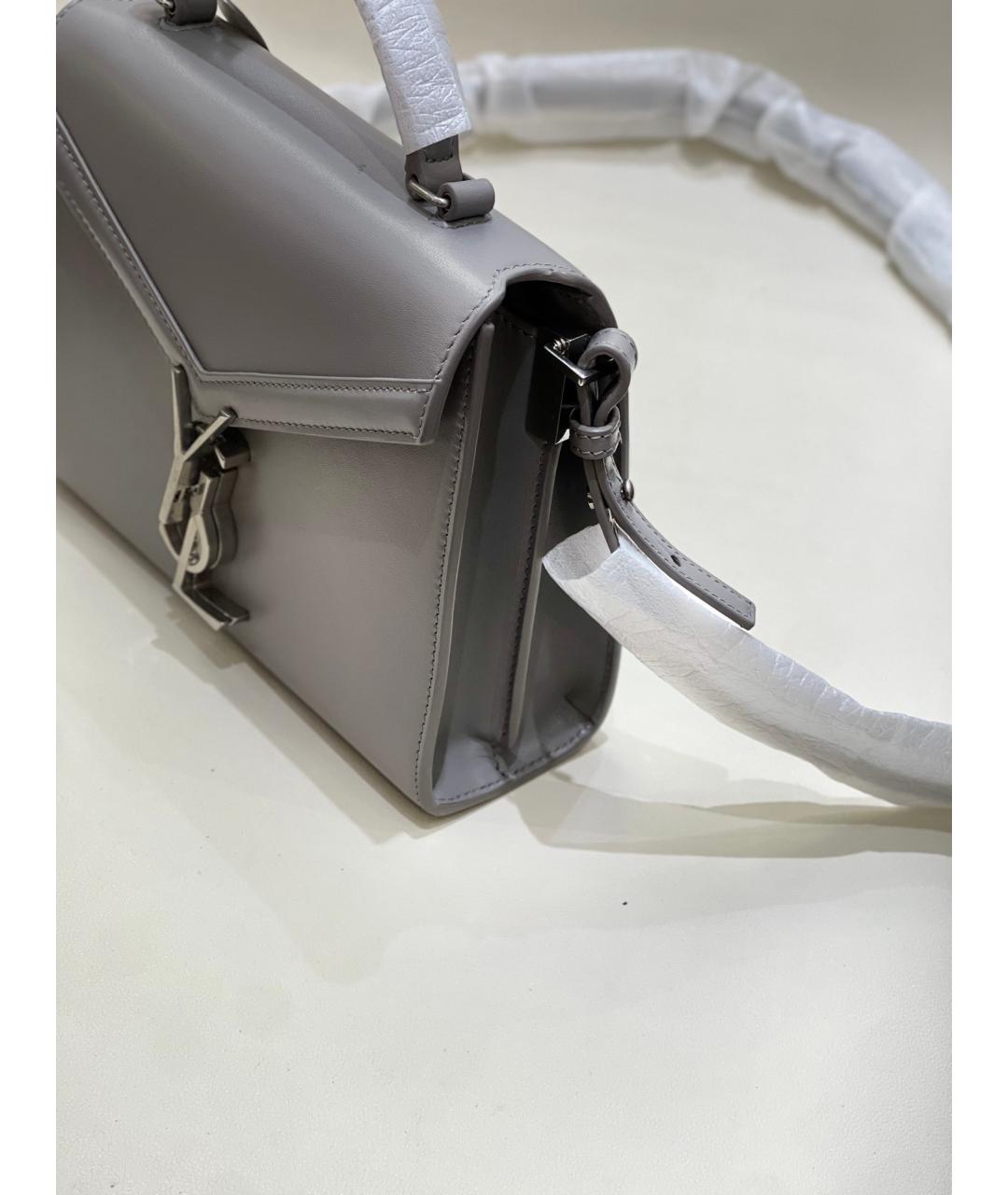 SAINT LAURENT Серая кожаная сумка через плечо, фото 8