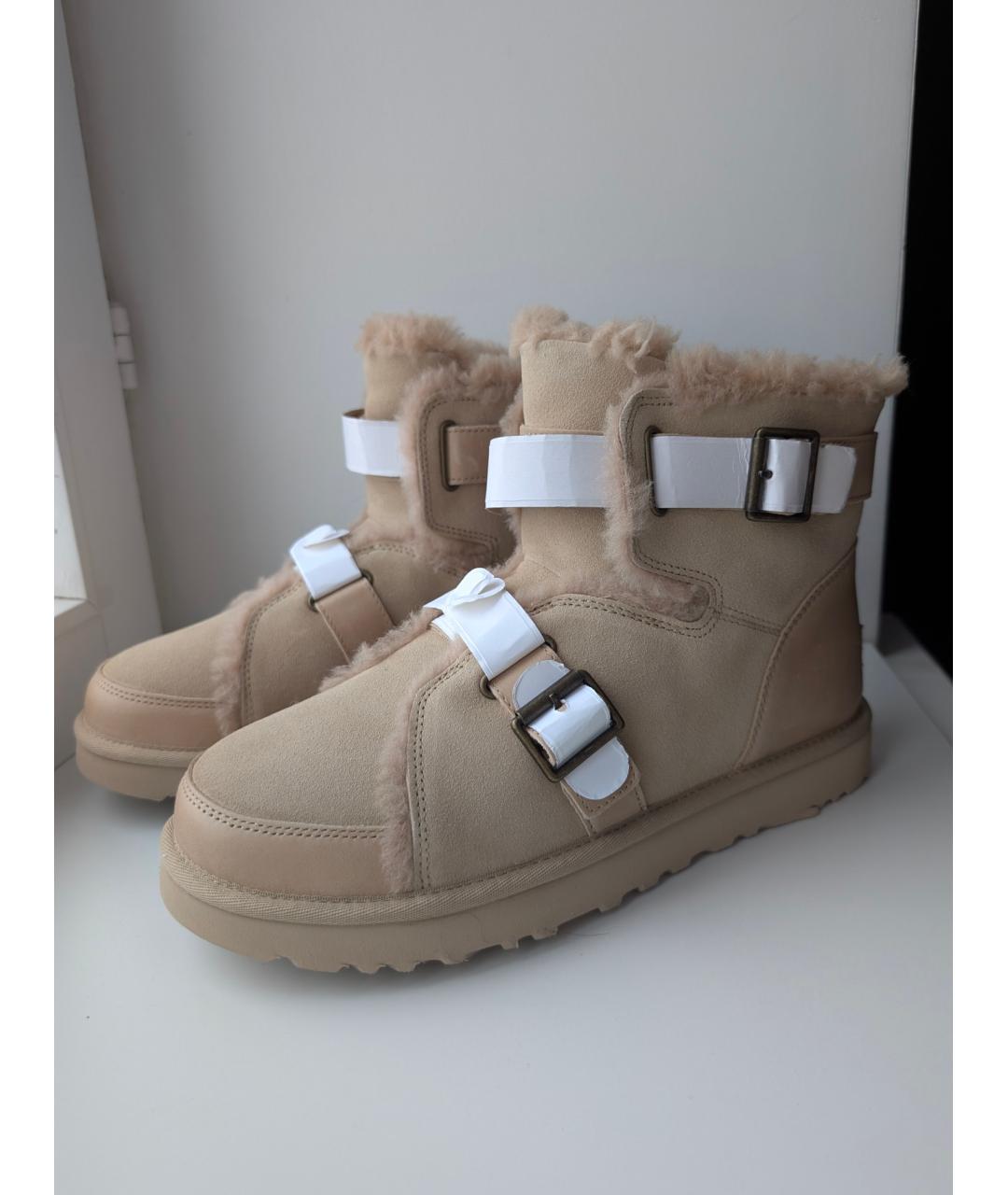 UGG AUSTRALIA Бежевые кожаные ботинки, фото 5