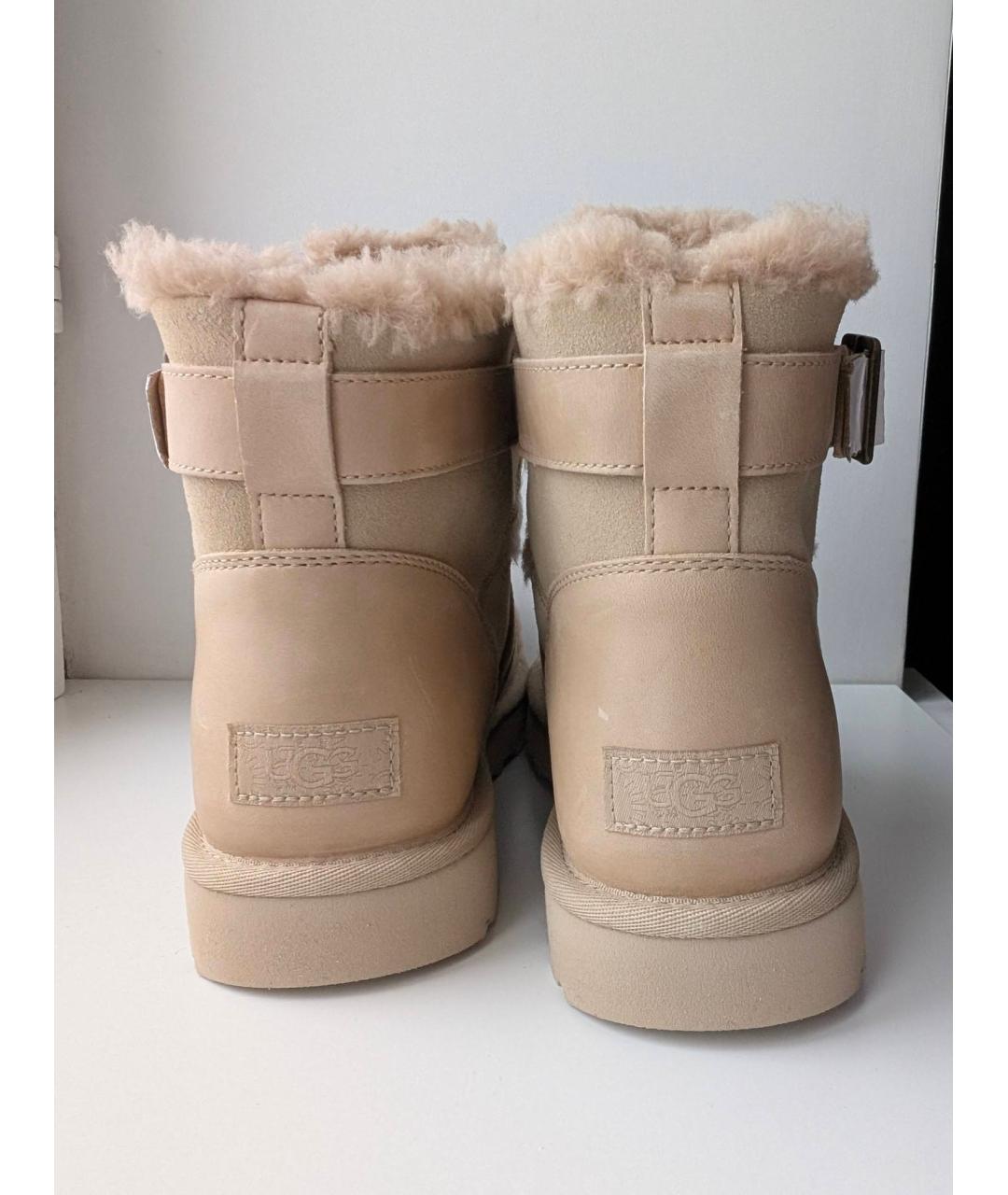 UGG AUSTRALIA Бежевые кожаные ботинки, фото 4