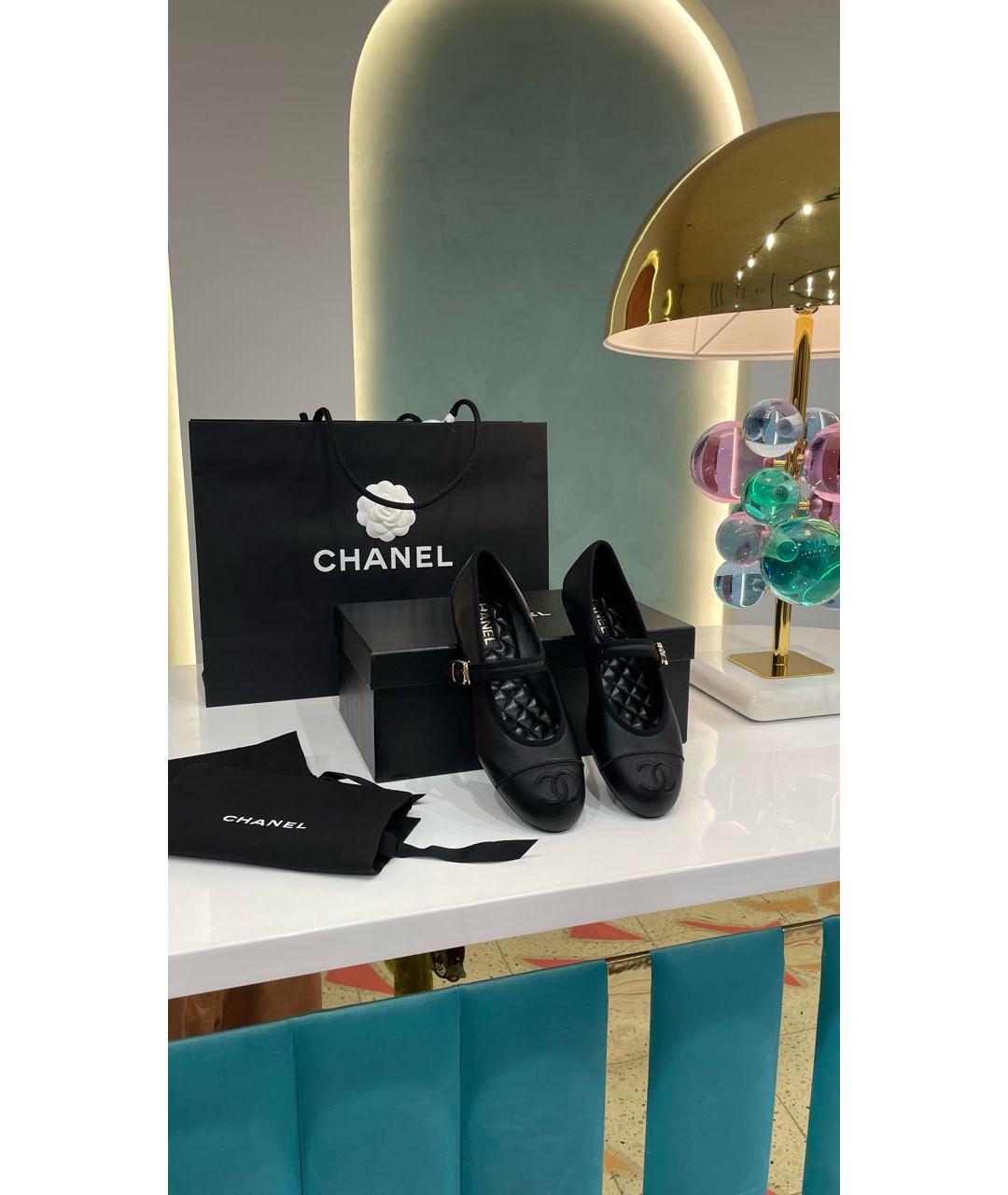 CHANEL Черные кожаные балетки, фото 6