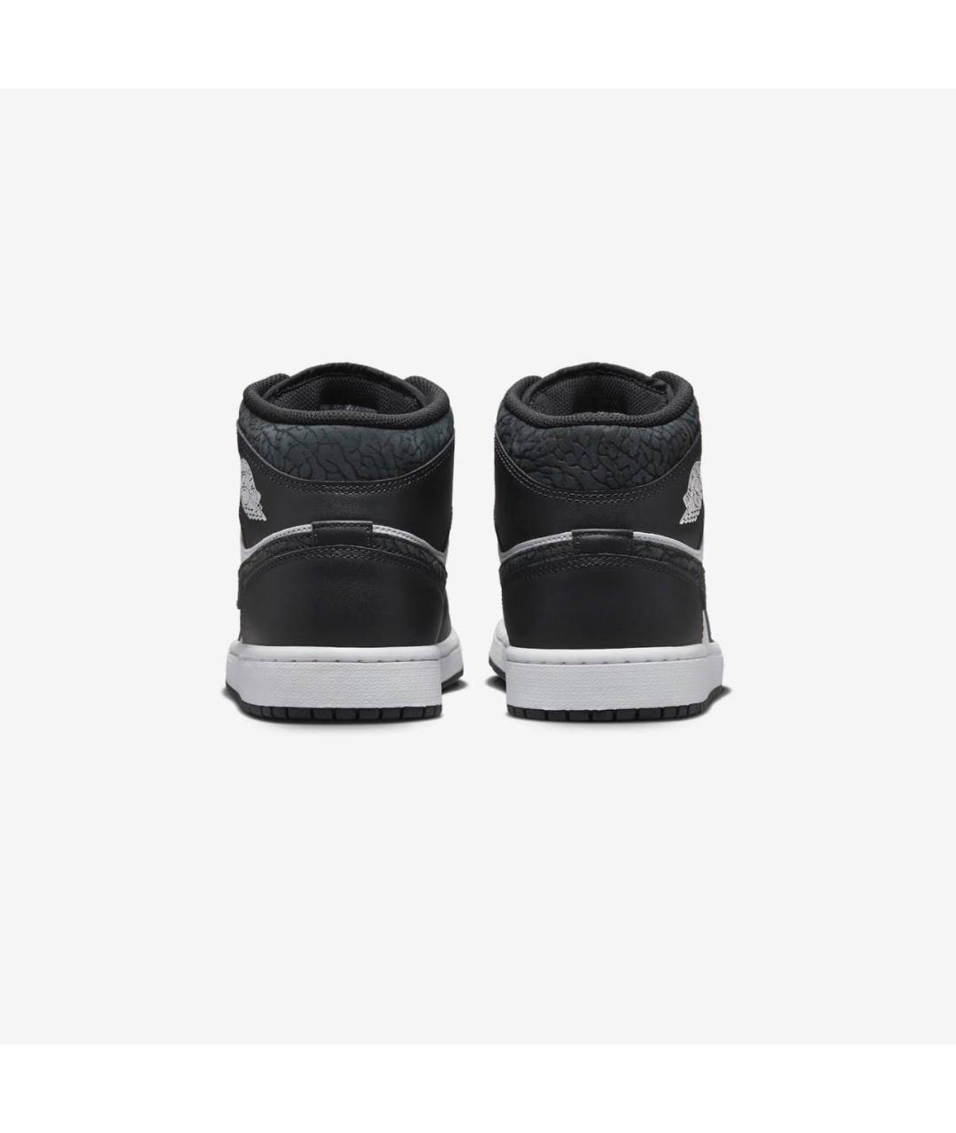 JORDAN Черные кожаные высокие кроссовки / кеды, фото 4