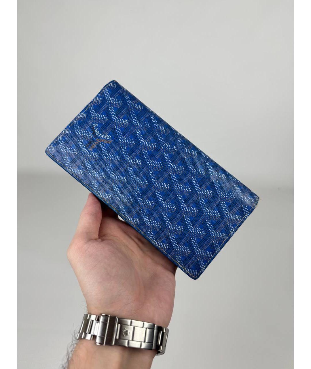 GOYARD Синий кожаный кошелек, фото 2