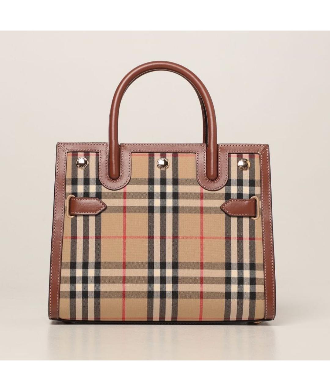 BURBERRY Коричневая кожаная сумка с короткими ручками, фото 8