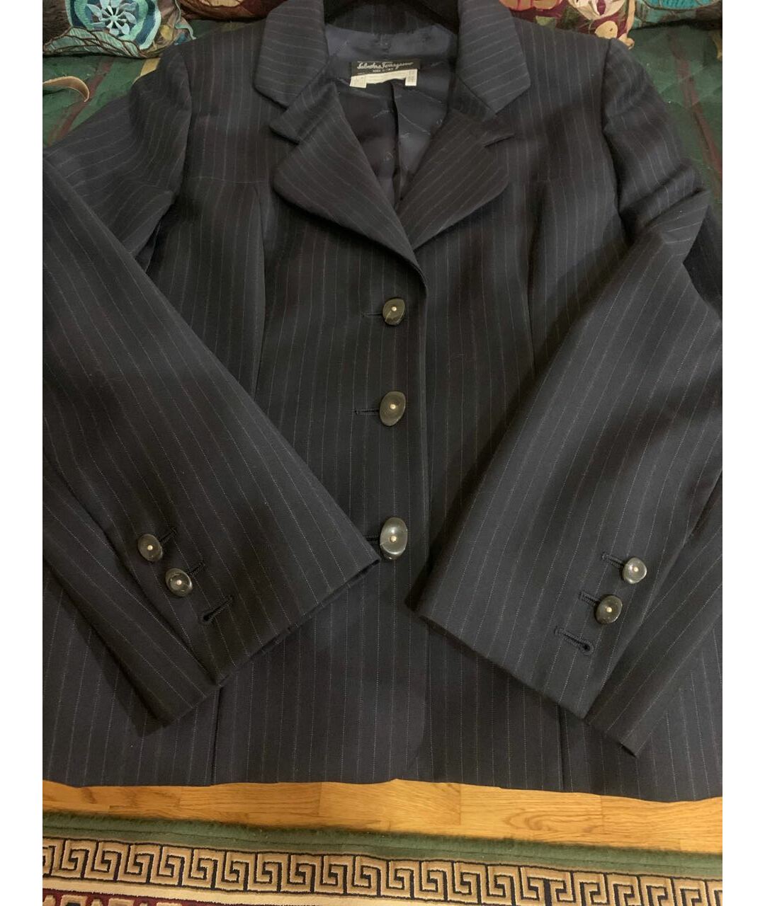SALVATORE FERRAGAMO Темно-синий шерстяной жакет/пиджак, фото 6