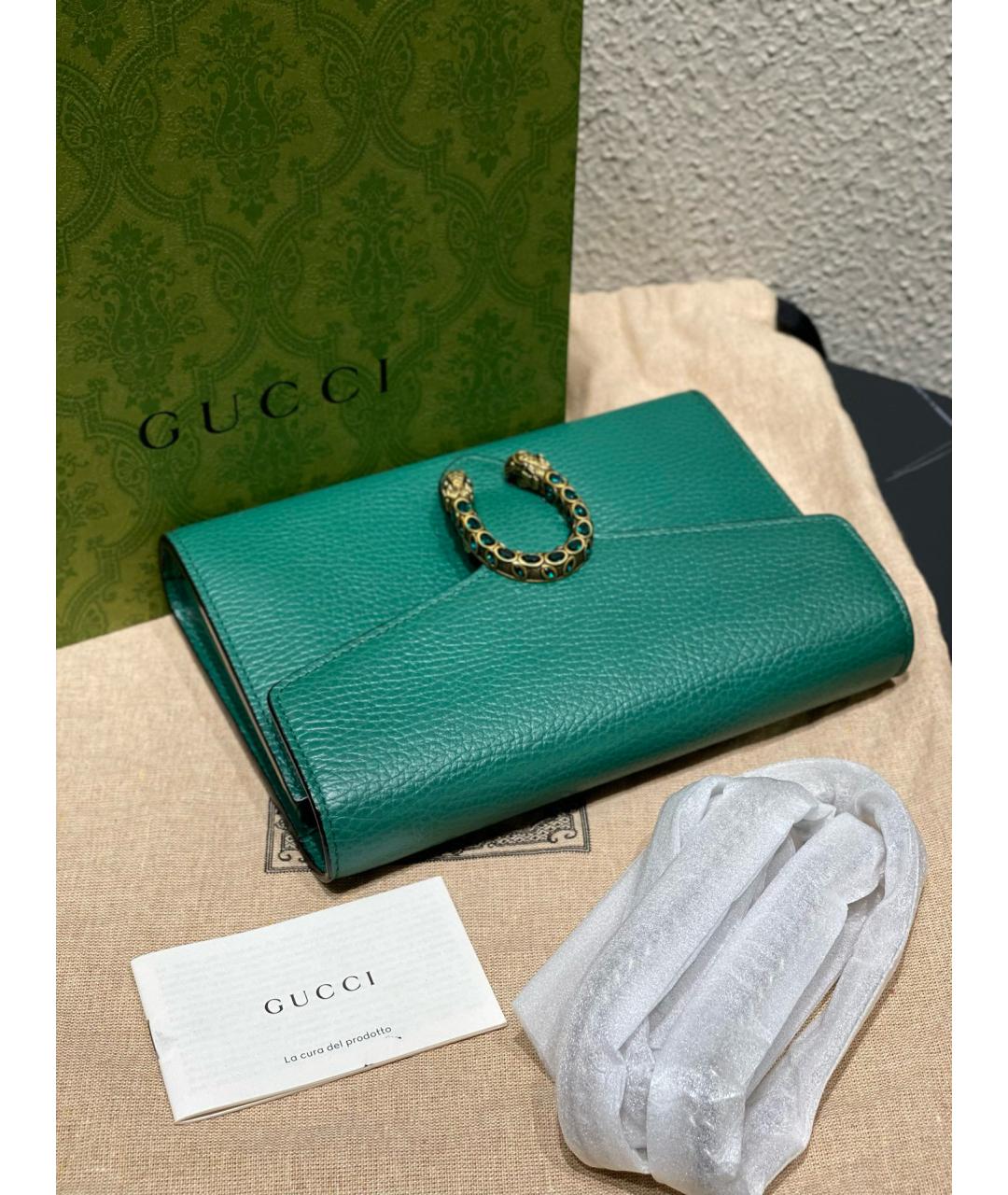 GUCCI Зеленая кожаная сумка через плечо, фото 4