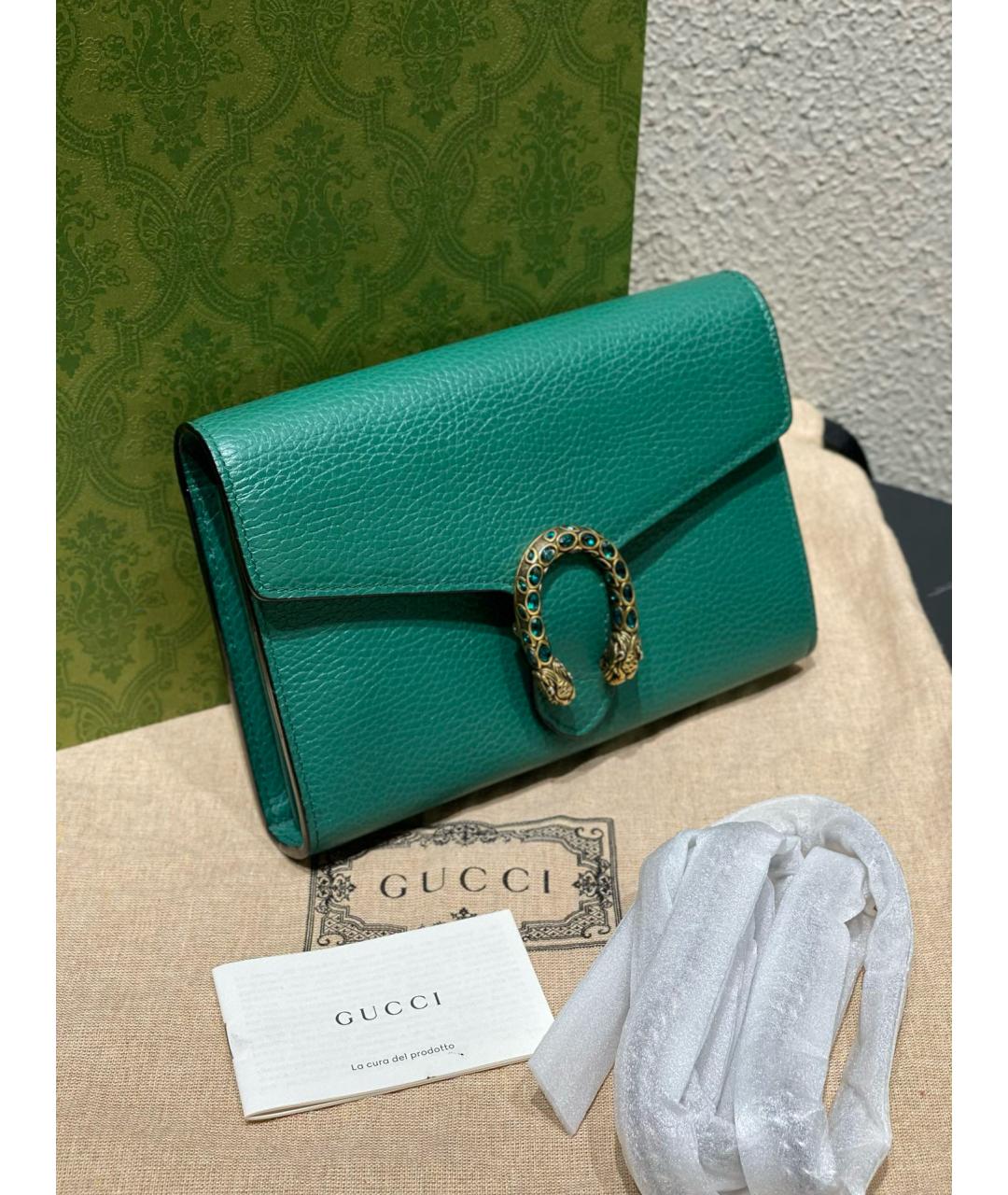 GUCCI Зеленая кожаная сумка через плечо, фото 2