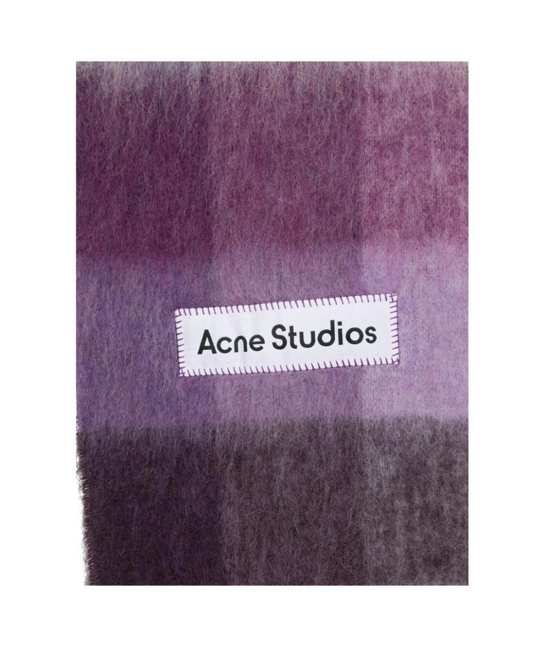 ACNE STUDIOS Фиолетовый шерстяной шарф, фото 3