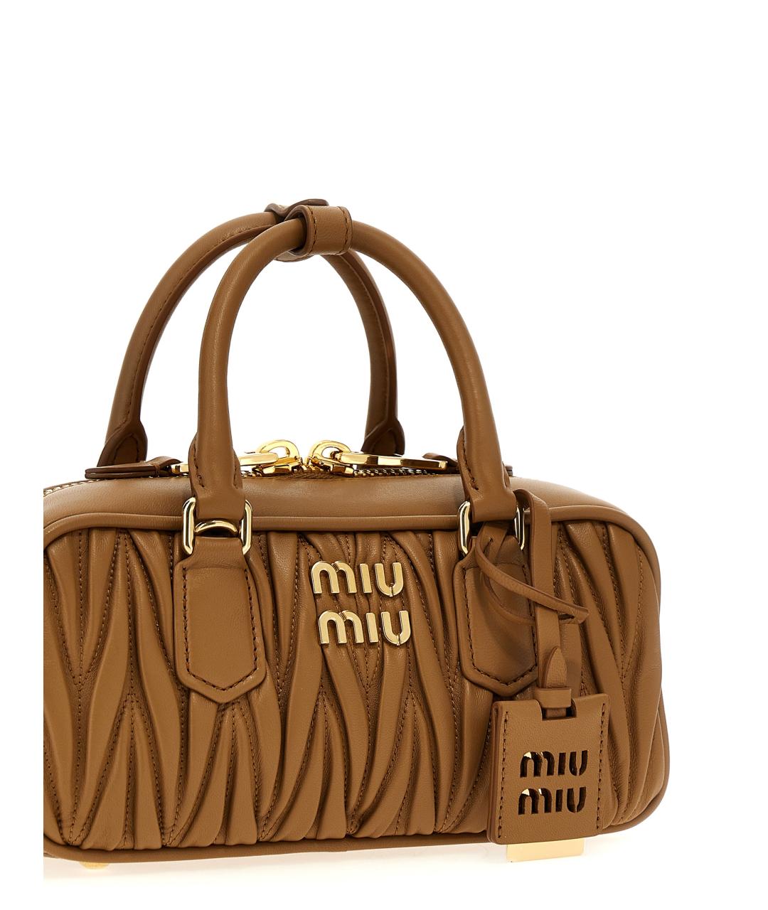 MIU MIU Бежевая кожаная сумка тоут, фото 3