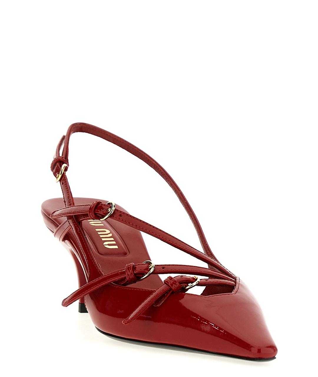 MIU MIU Красные кожаные туфли, фото 2