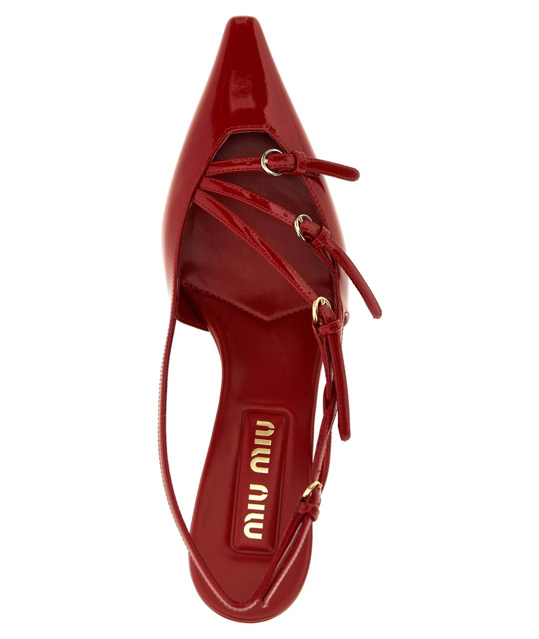 MIU MIU Красные кожаные туфли, фото 4