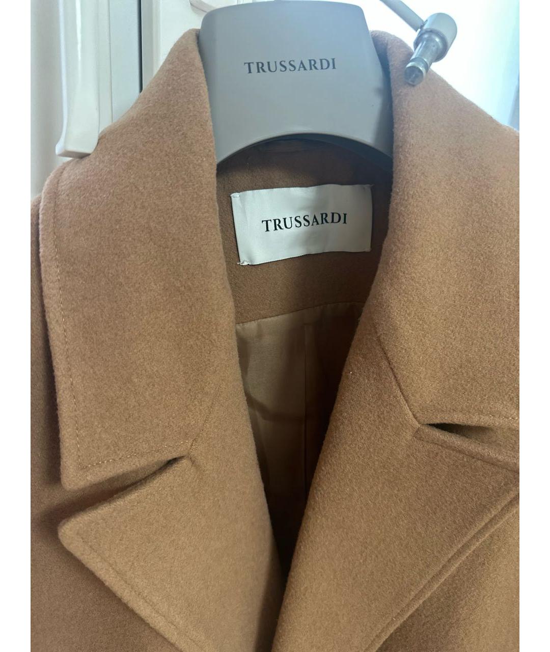 TRUSSARDI Бежевое шерстяное пальто, фото 3