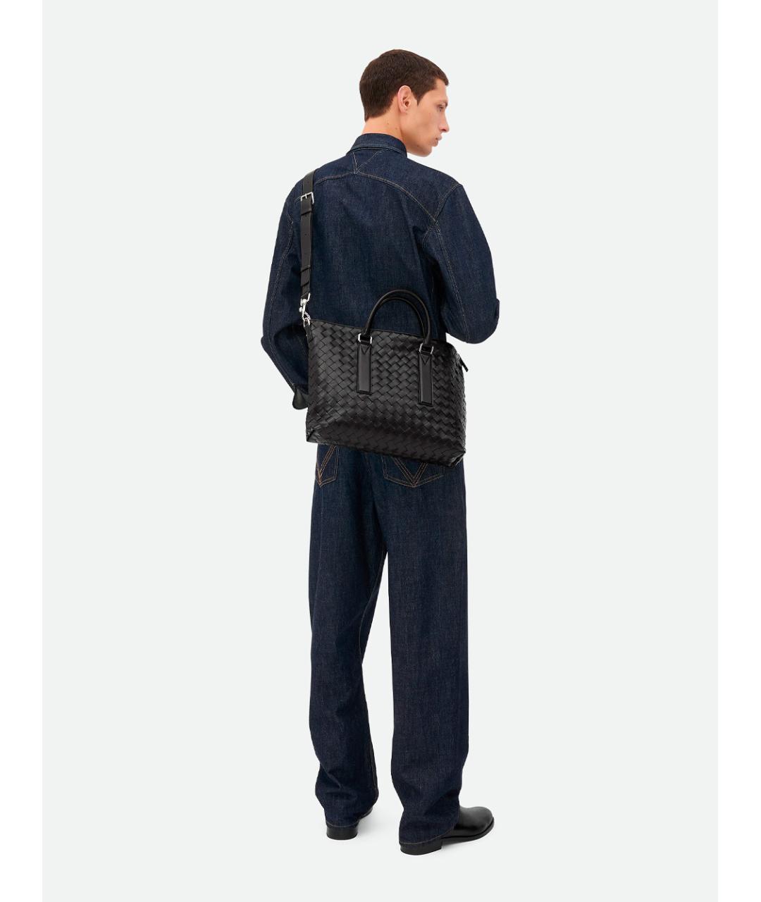 BOTTEGA VENETA Черный кожаный портфель, фото 5