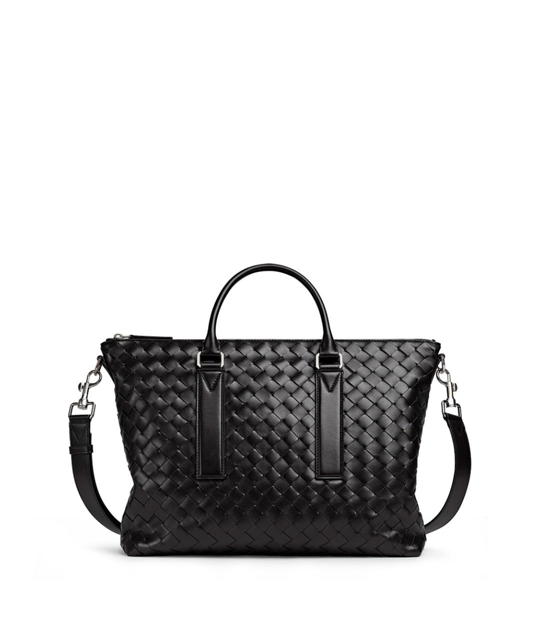 BOTTEGA VENETA Черный кожаный портфель, фото 1