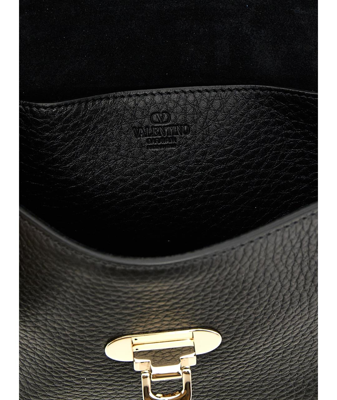 VALENTINO Черная кожаная сумка через плечо, фото 4